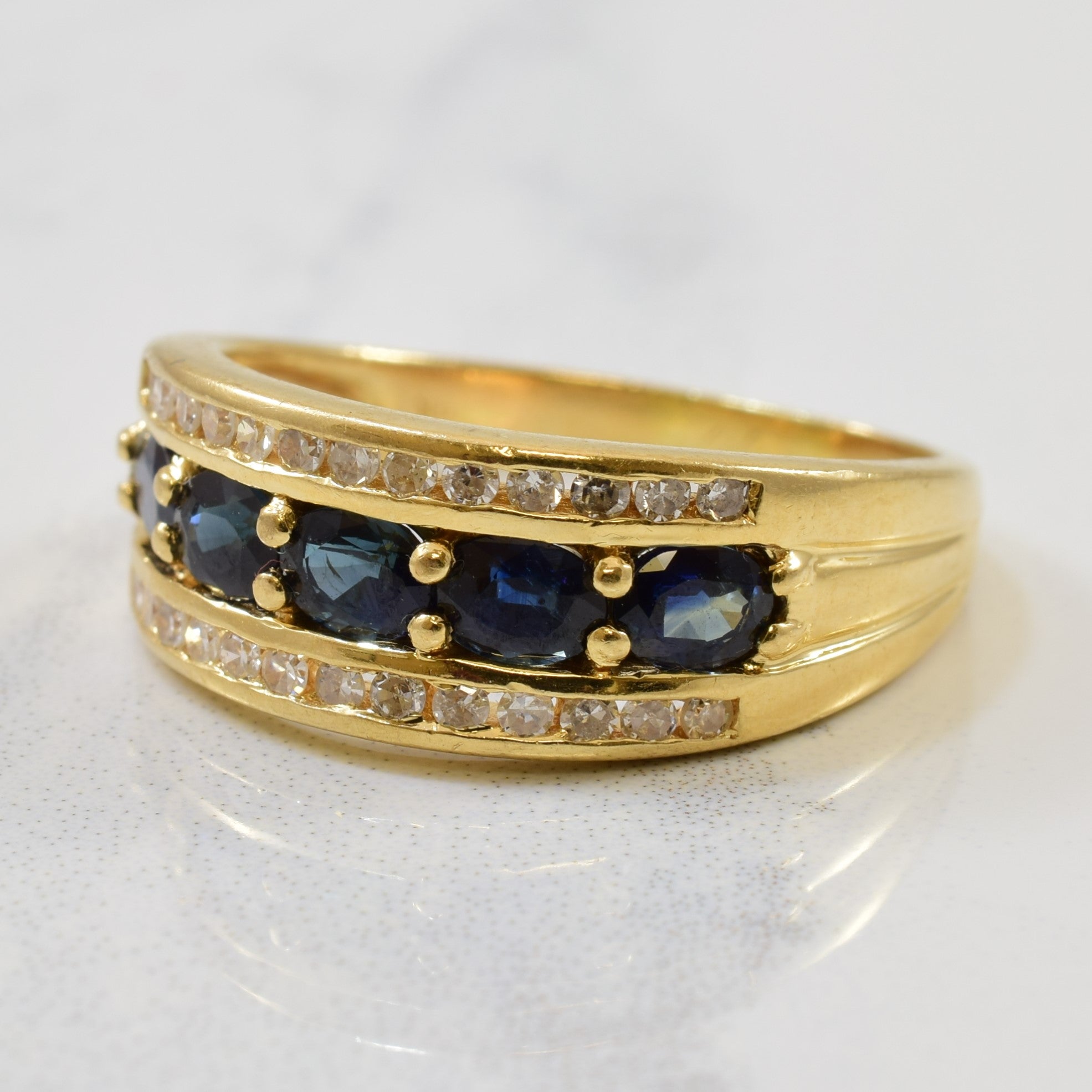 Diamond & Sapphire Tapered Band | 1.20ctw, 0.23ctw | SZ 6 |