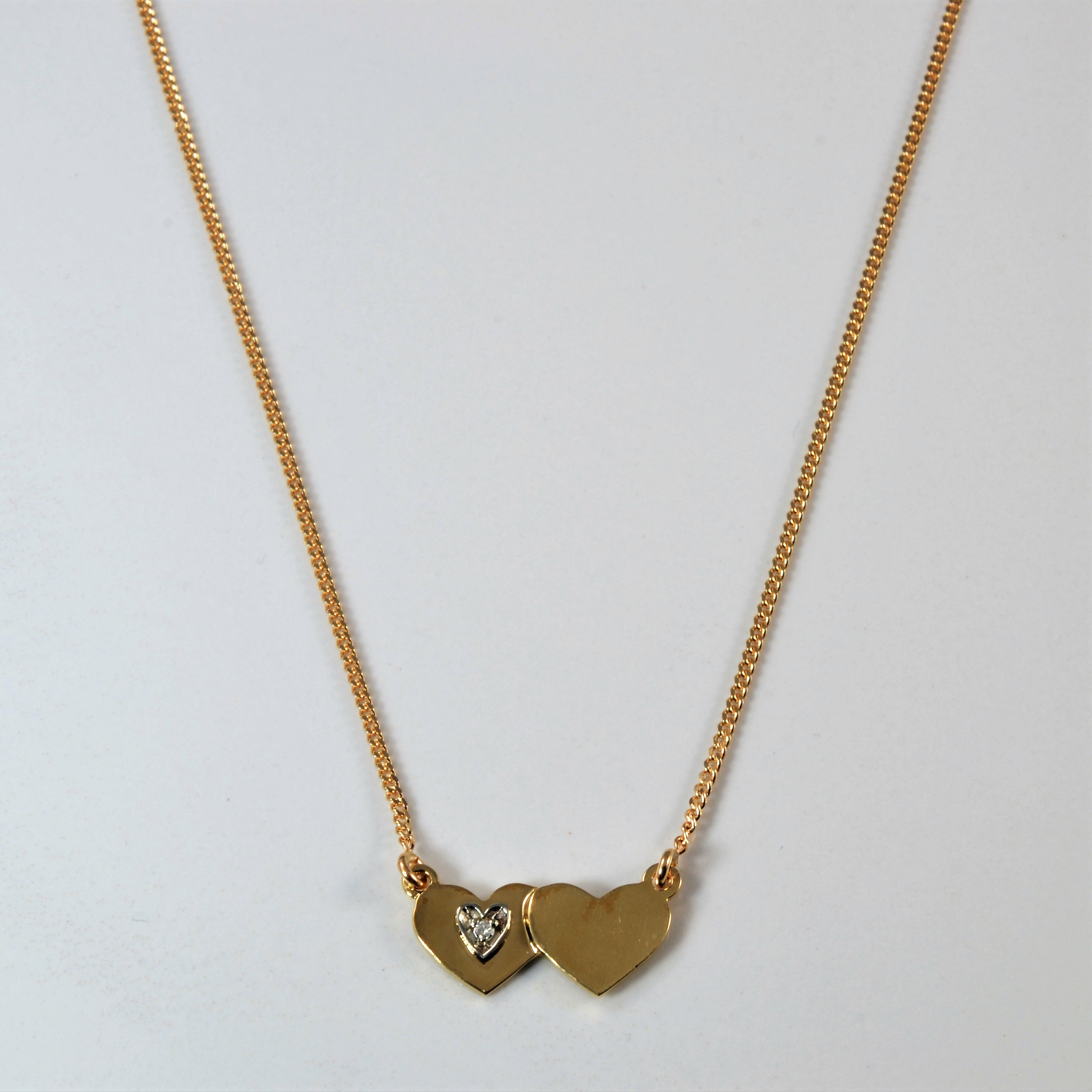 Diamond Double Heart Necklace | 0.015ct | 18" |