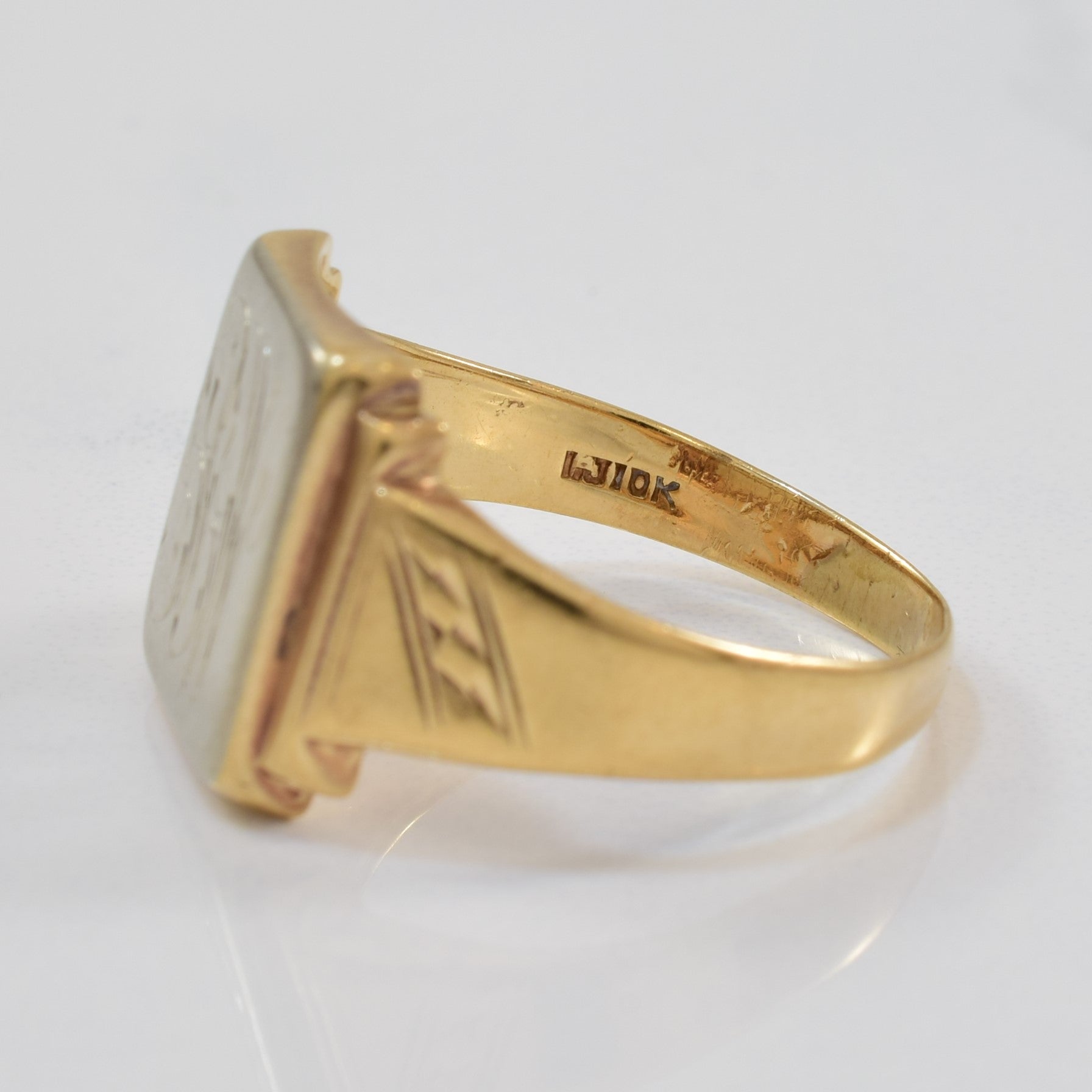 Engraved Initials 'SBW' Two Tone Signet Ring | SZ 9.5 |