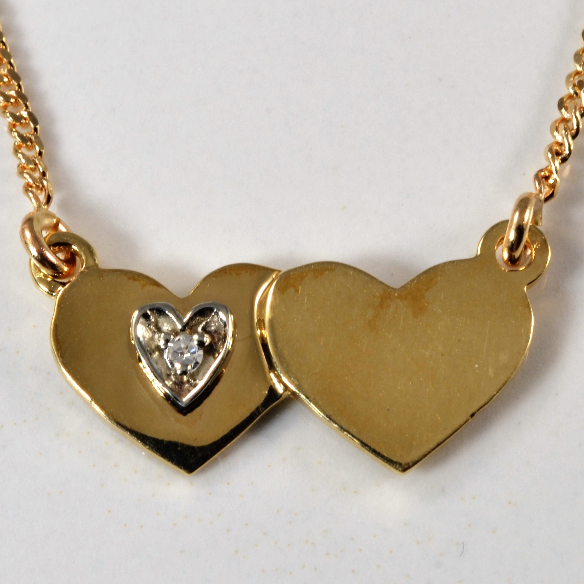 Diamond Double Heart Necklace | 0.015ct | 18" |