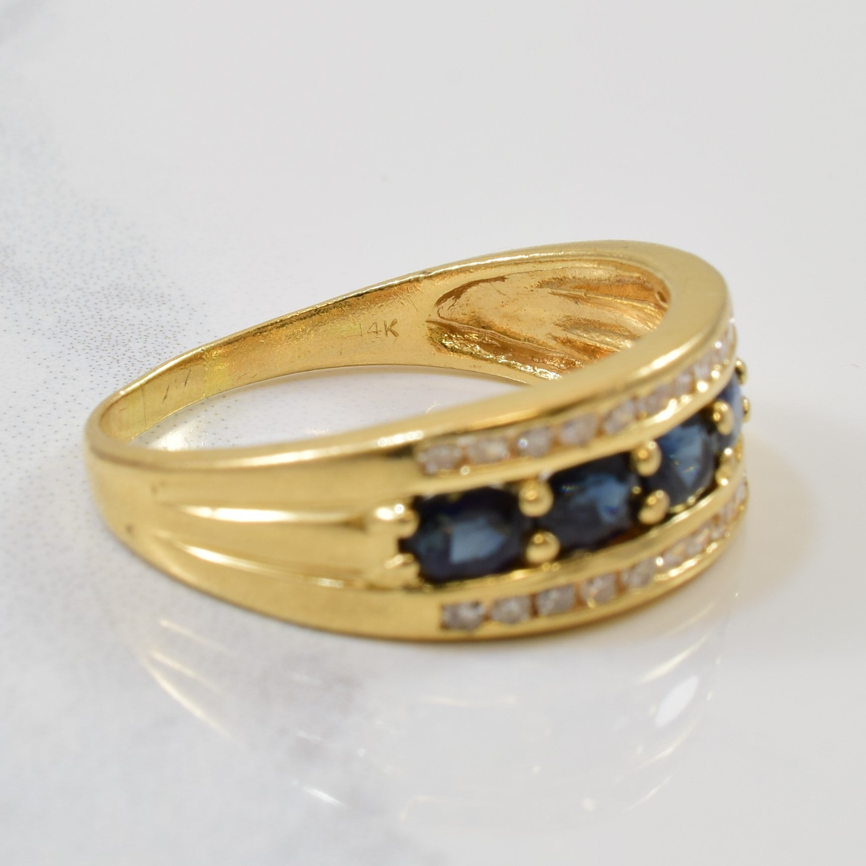 Diamond & Sapphire Tapered Band | 1.20ctw, 0.23ctw | SZ 6 |