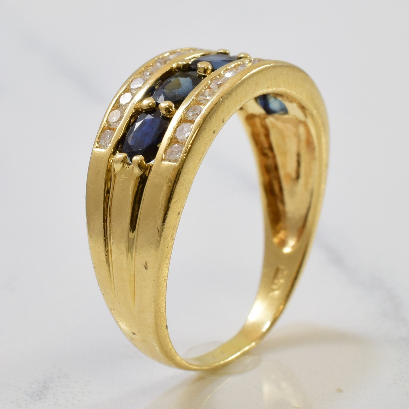 Diamond & Sapphire Tapered Band | 1.20ctw, 0.23ctw | SZ 6 |