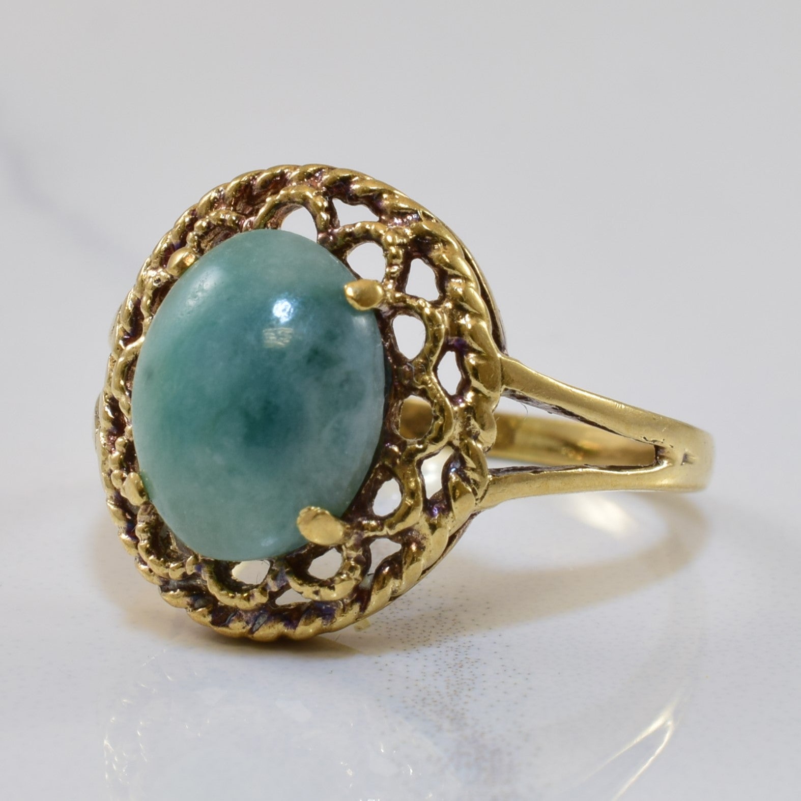 Jadeite Filigree Halo Ring | 2.50ct | SZ 6 |