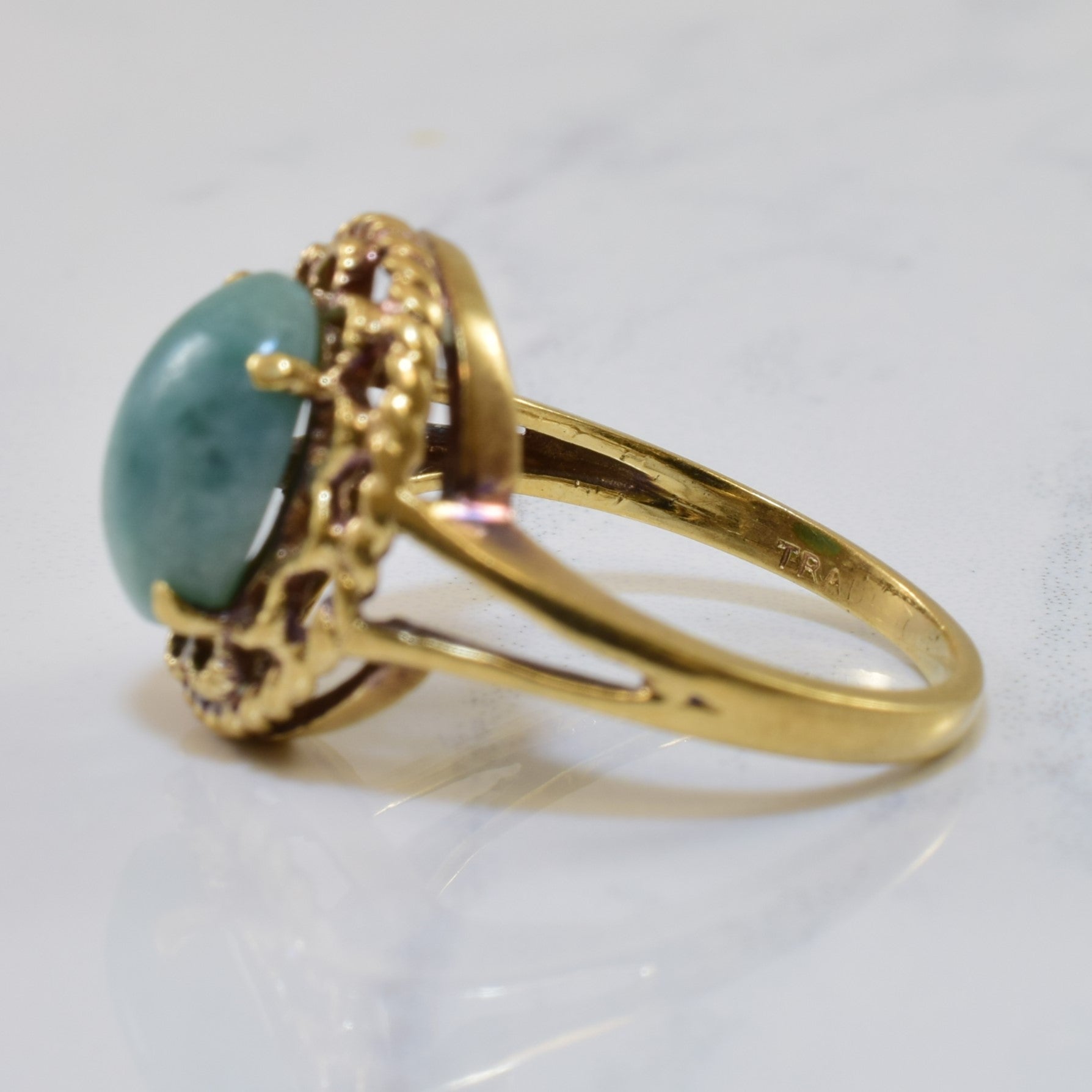 Jadeite Filigree Halo Ring | 2.50ct | SZ 6 |