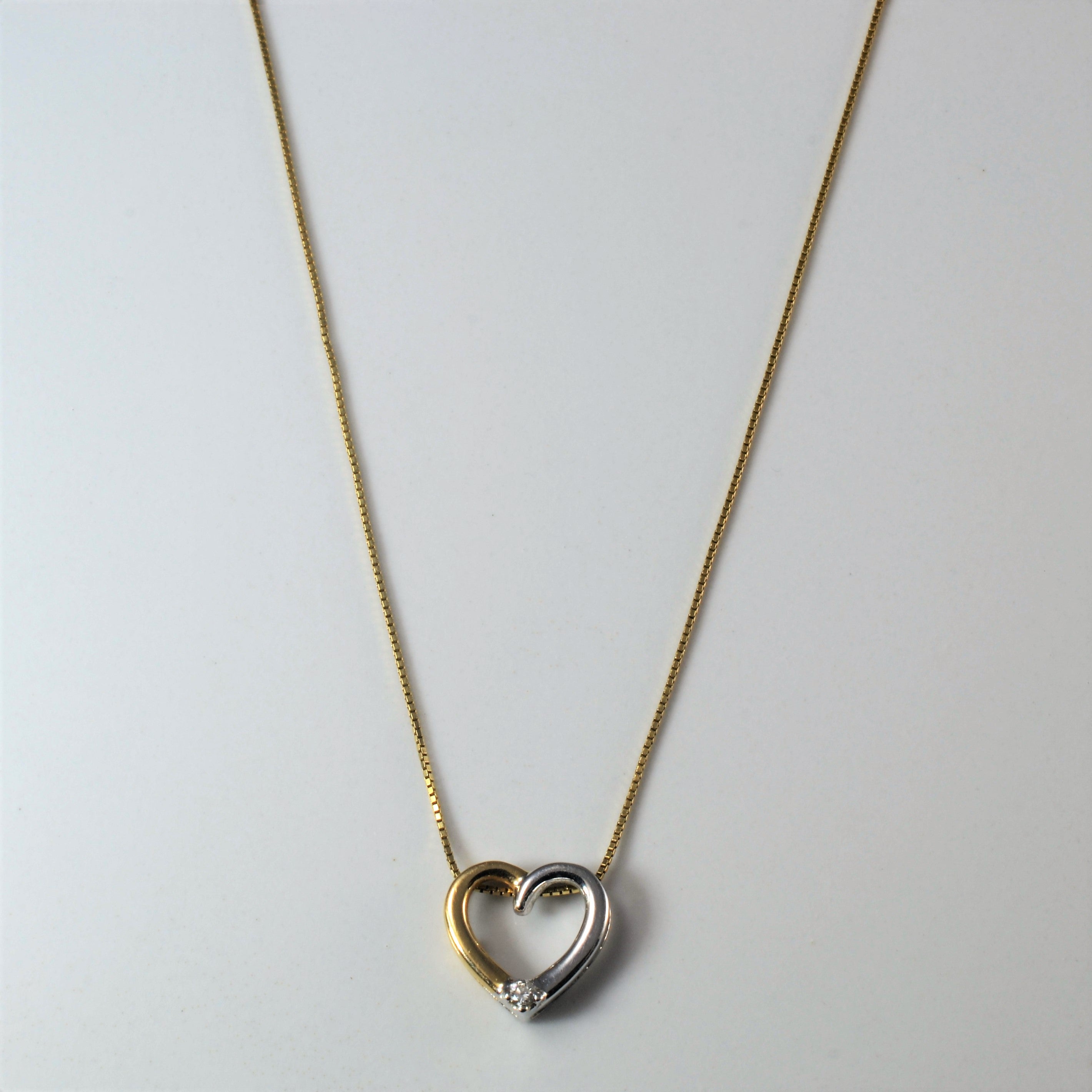 Two Tone Diamond Heart Necklace | 0.02ct | 18" |