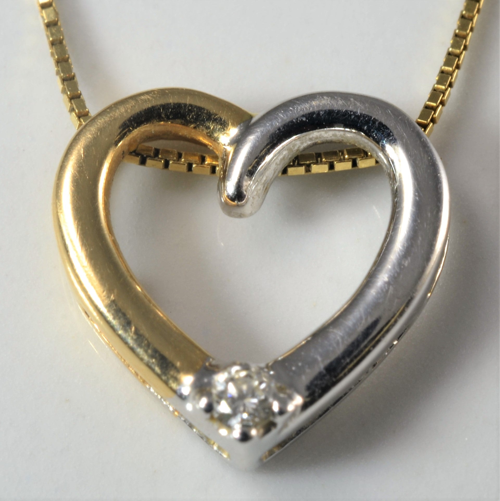 Two Tone Diamond Heart Necklace | 0.02ct | 18" |