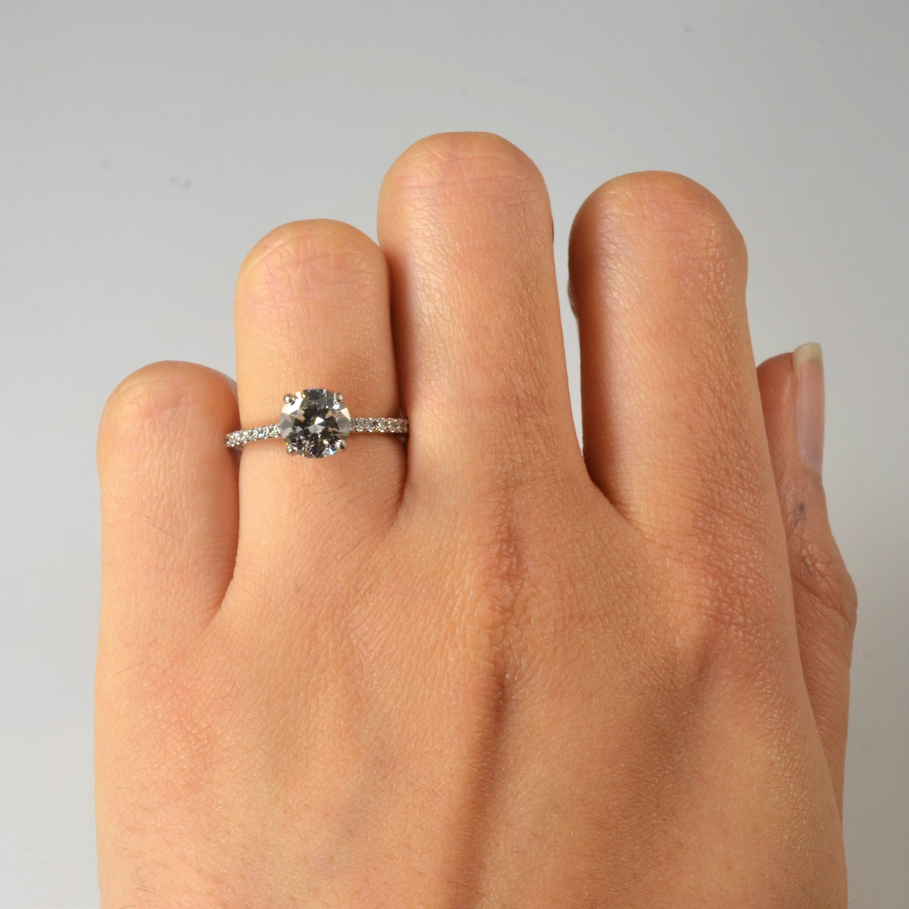 Pave Band Diamond Engagement Ring | 1.42ctw | SZ 4 |