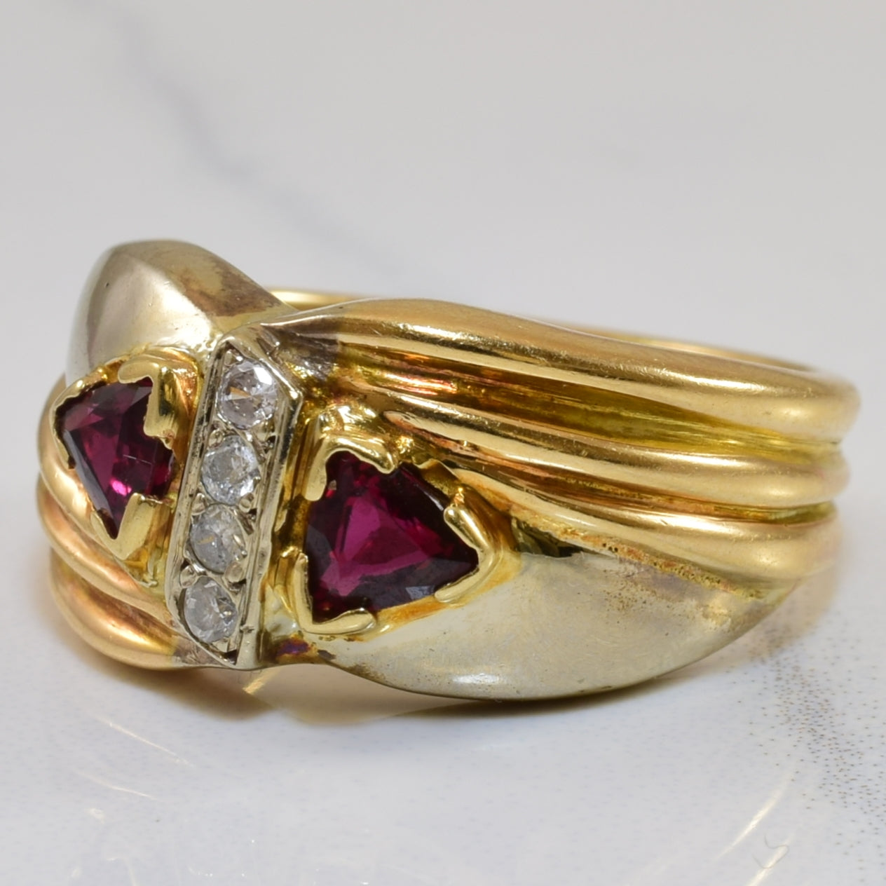 Ruby & Diamond Criss Cross Ring | 0.56ctw, 0.08ctw | SZ 5.75 |