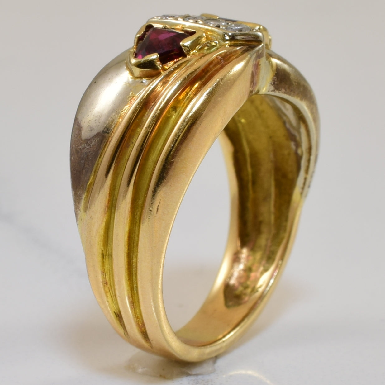 Ruby & Diamond Criss Cross Ring | 0.56ctw, 0.08ctw | SZ 5.75 |