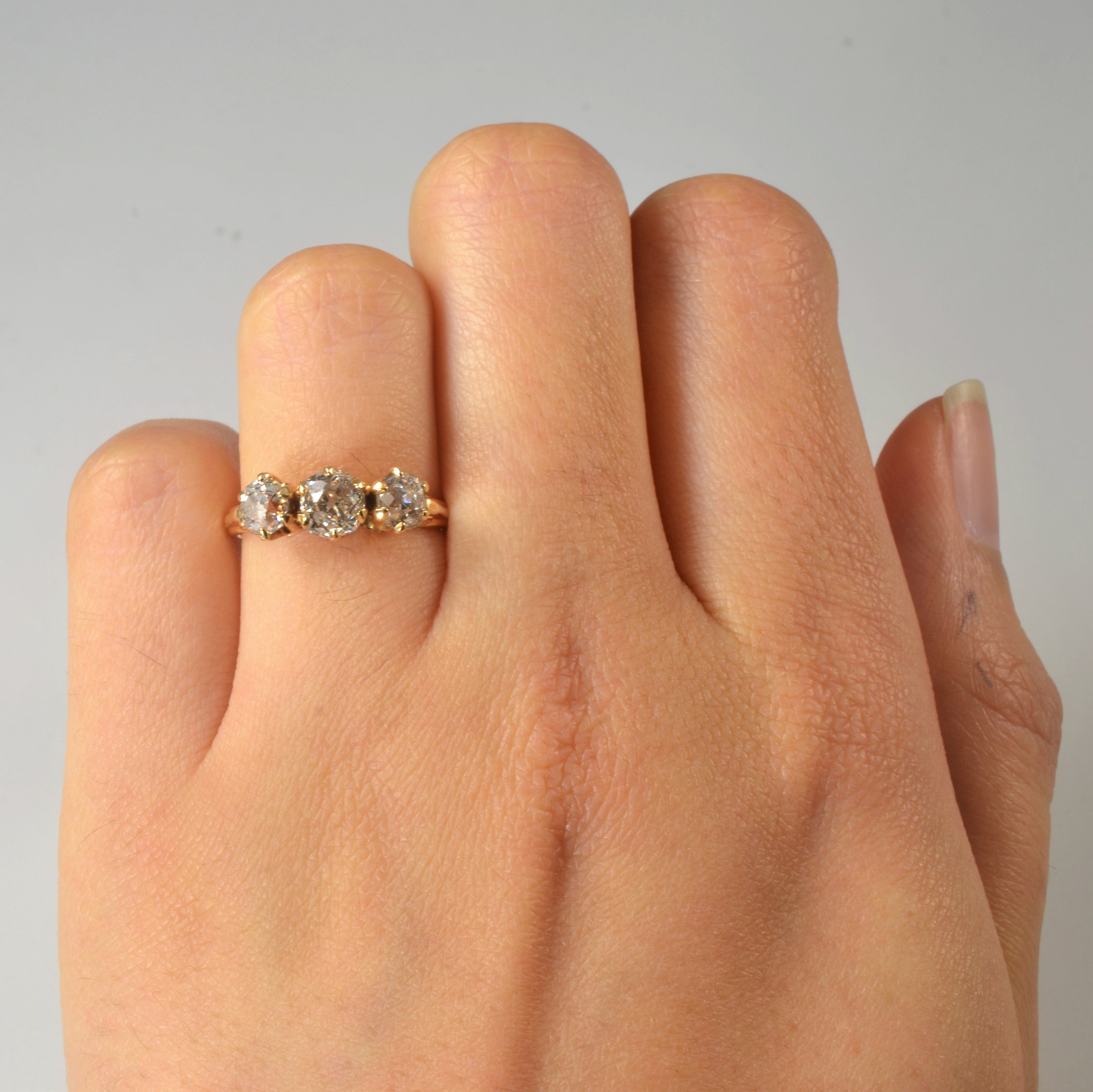 Old Mine Three Stone Diamond Ring | 1.20ctw | SZ 5.5 |