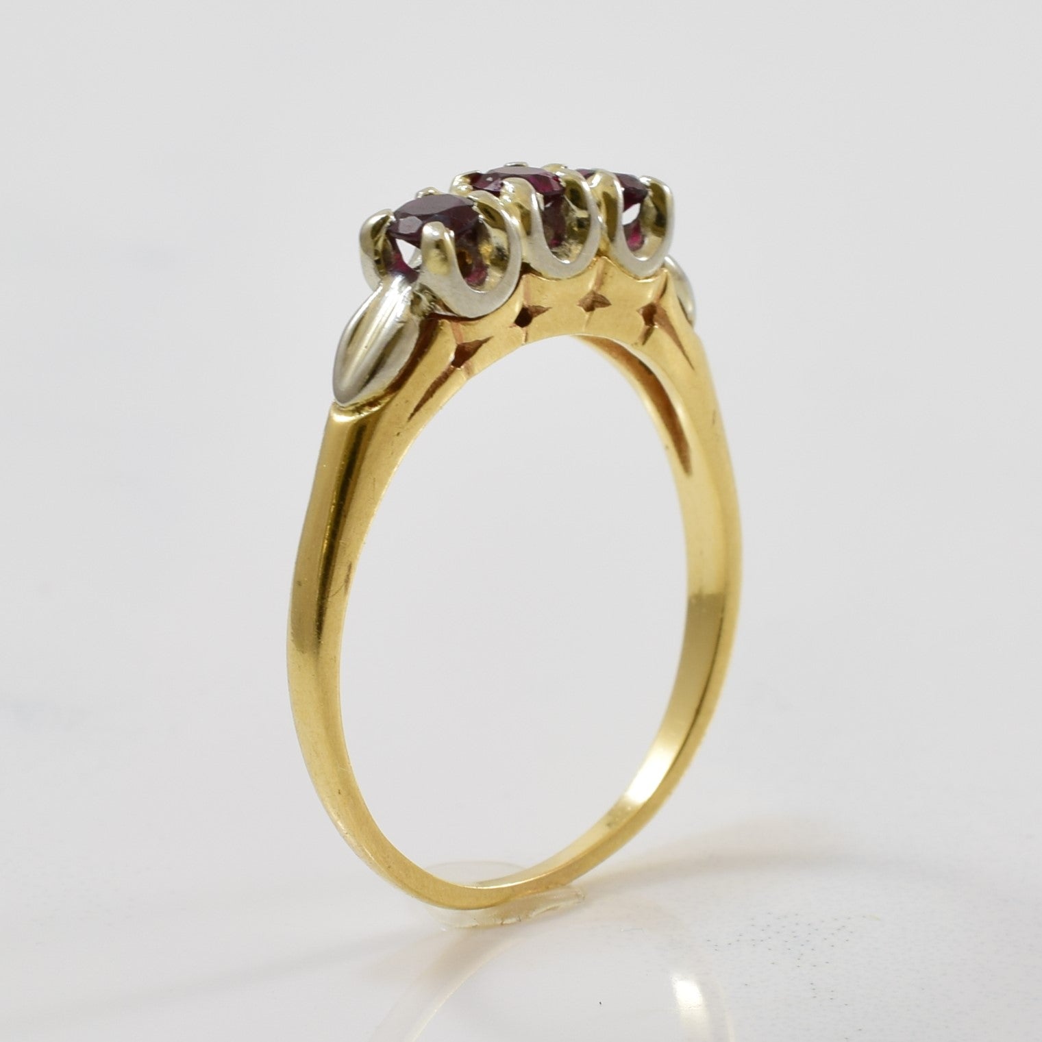 Three Stone Lab Created Ruby Ring | 0.35ctw | SZ 7.75 |