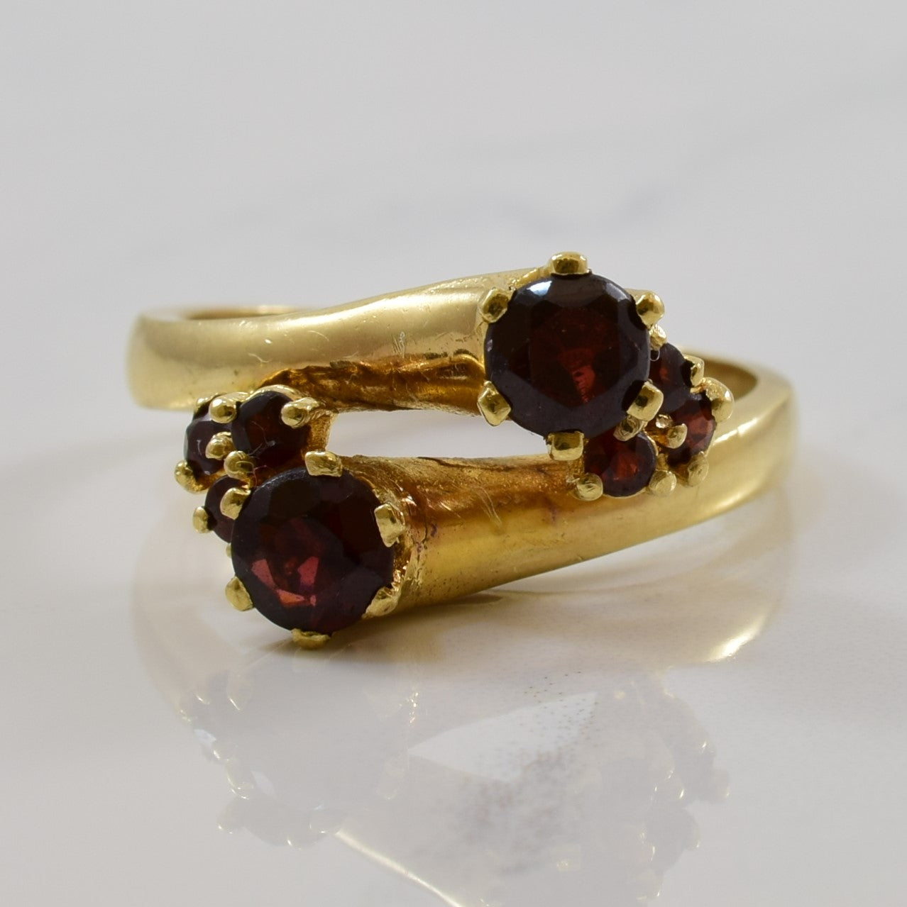 Garnet Cluster Bypass Ring | 1.35ctw | SZ 8.5 |