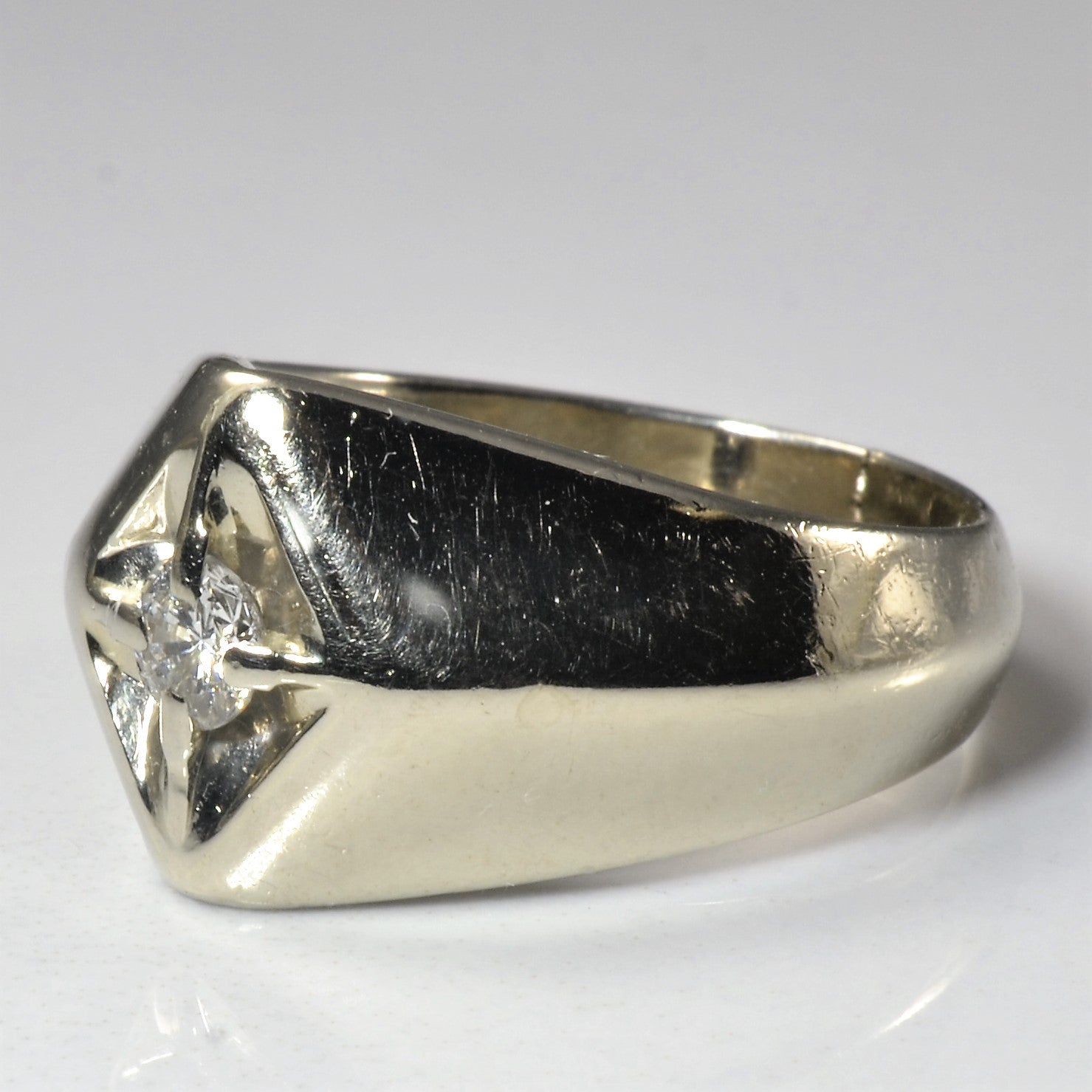 Knife Edged Solitaire Diamond Wide Ring | 0.26ct | SZ 8.5 |