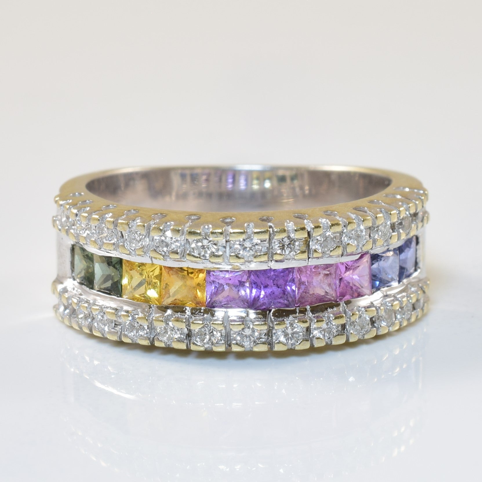 Multi Colour Sapphire & Diamond Ring | 3.00ctw, 0.26ctw | SZ 7 |