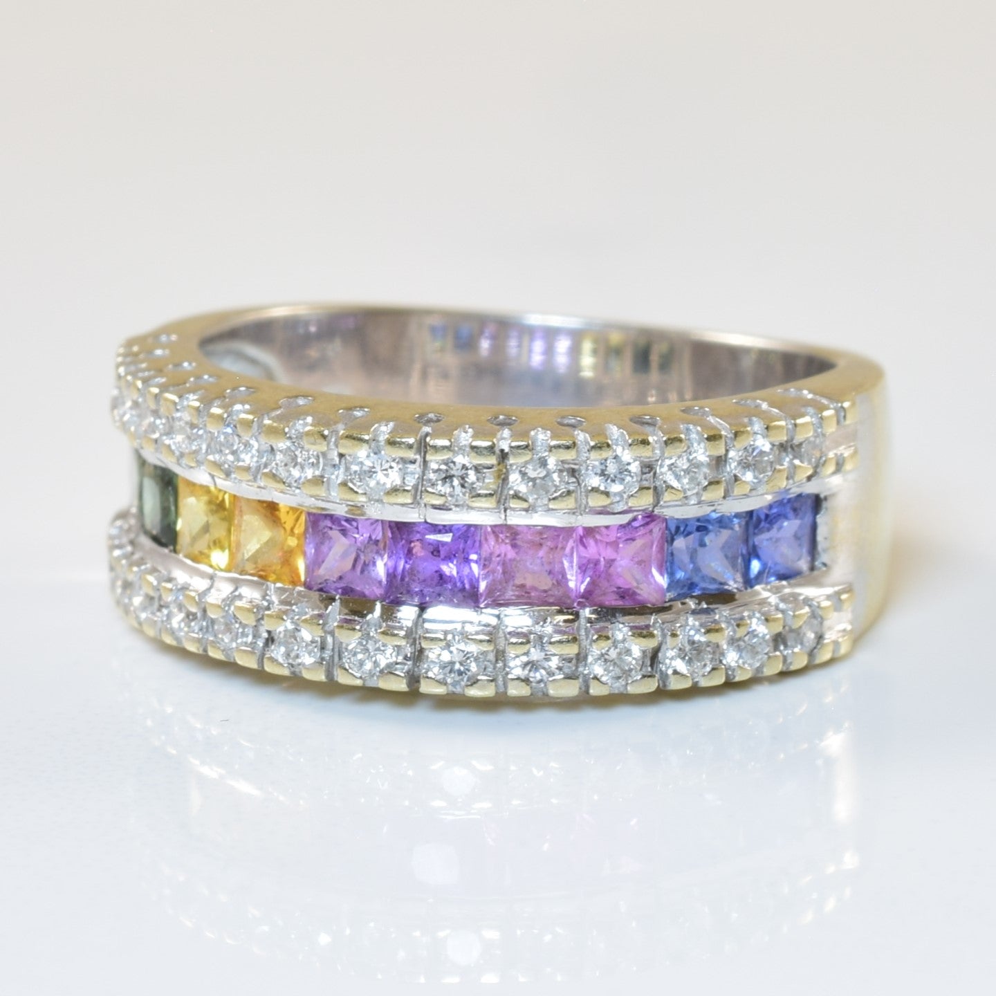 Multi Colour Sapphire & Diamond Ring | 3.00ctw, 0.26ctw | SZ 7 |