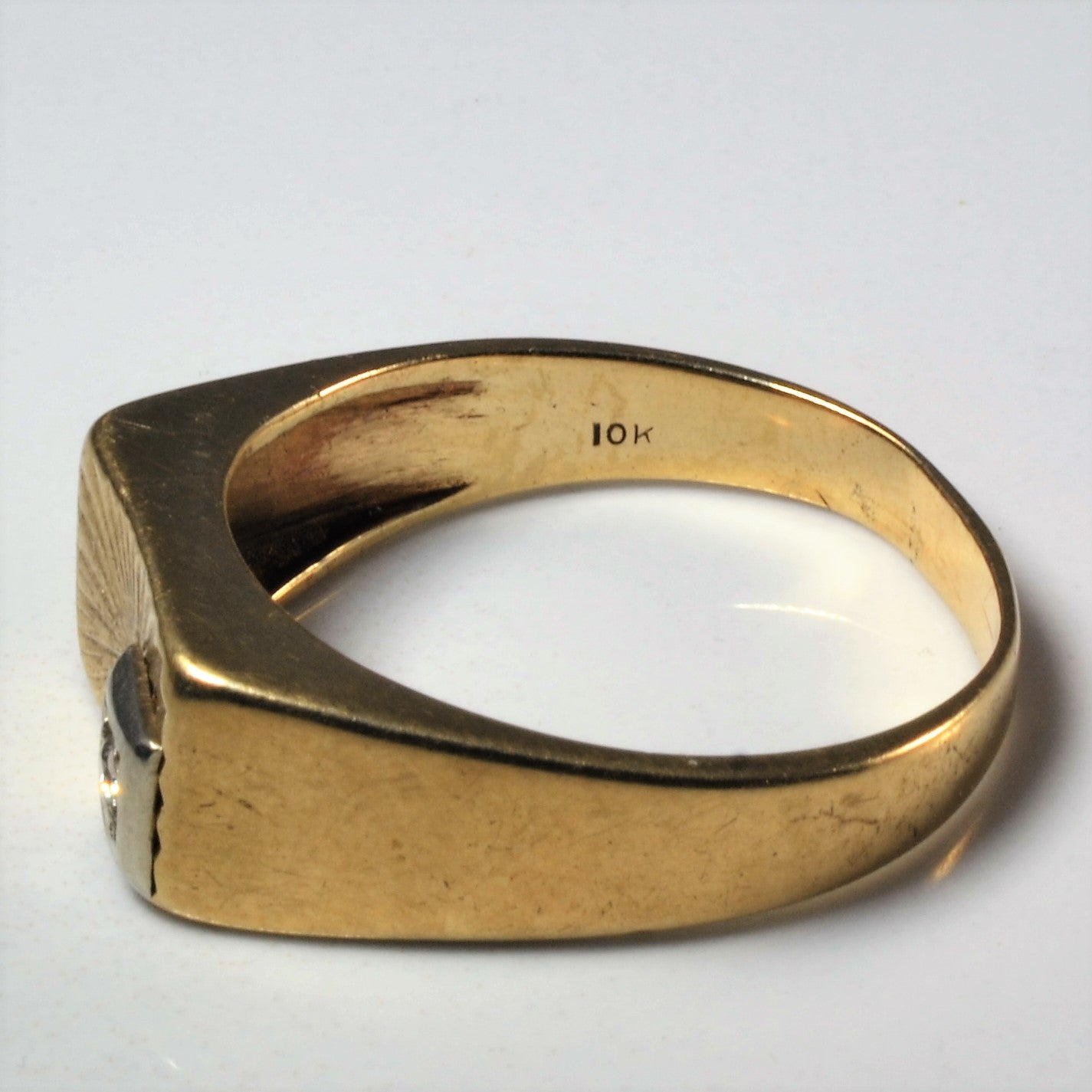 Textured Solitaire Diamond Signet Ring | 0.07ct | SZ 12.5 |