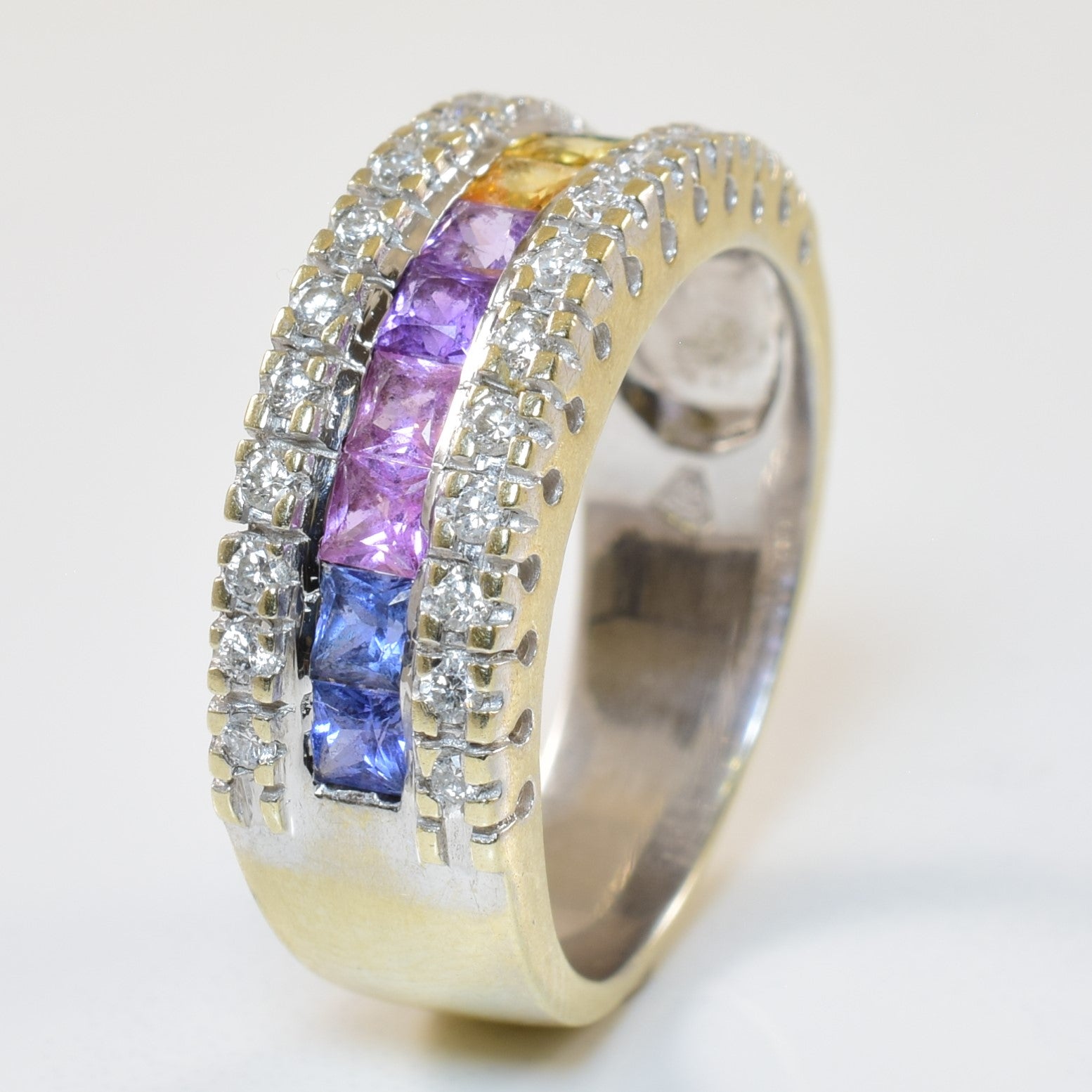 Multi Colour Sapphire & Diamond Ring | 3.00ctw, 0.26ctw | SZ 7 |