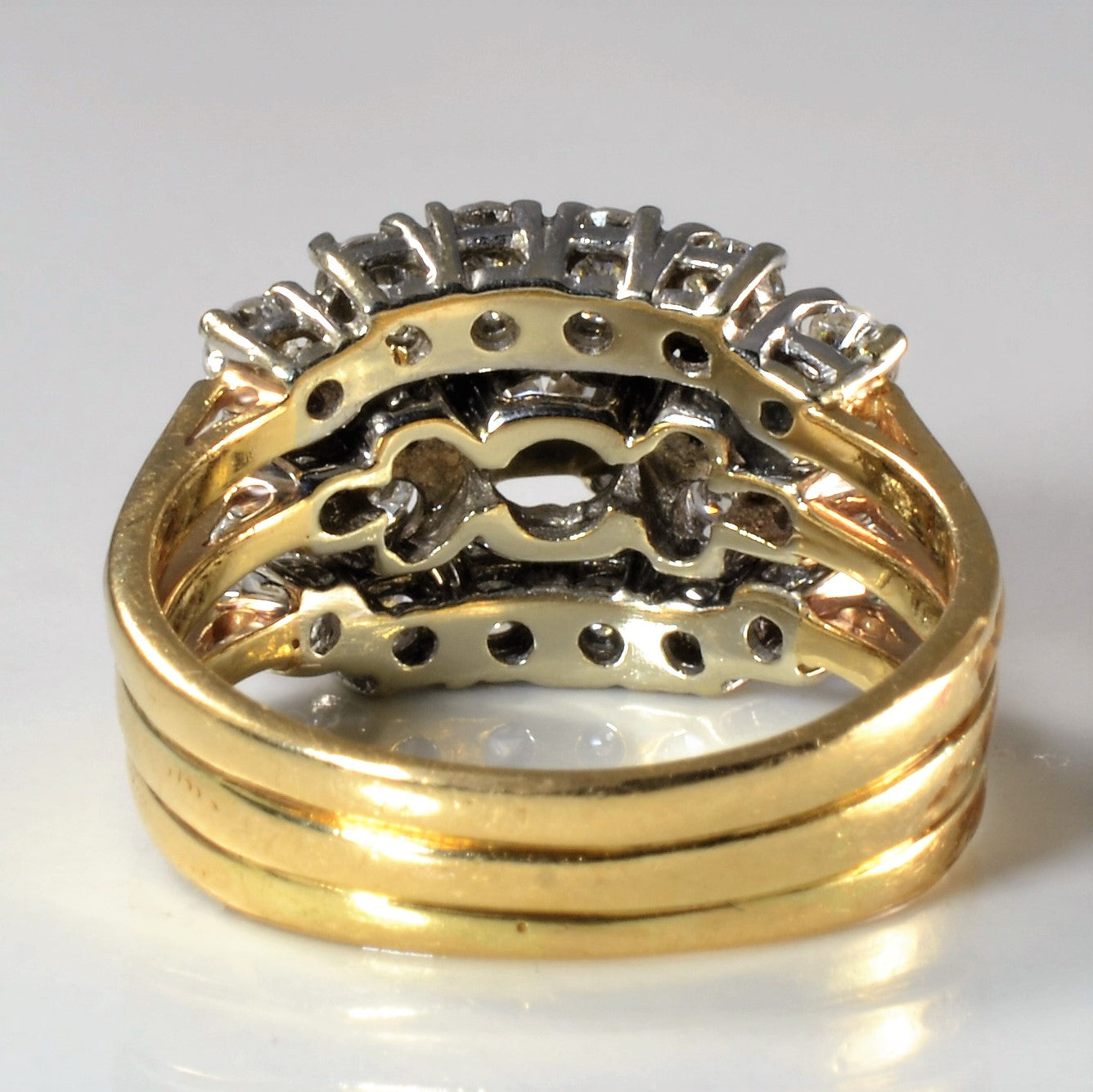 Diamond Cluster Soldered Wedding Set | 1.15ctw | SZ 6.75 |