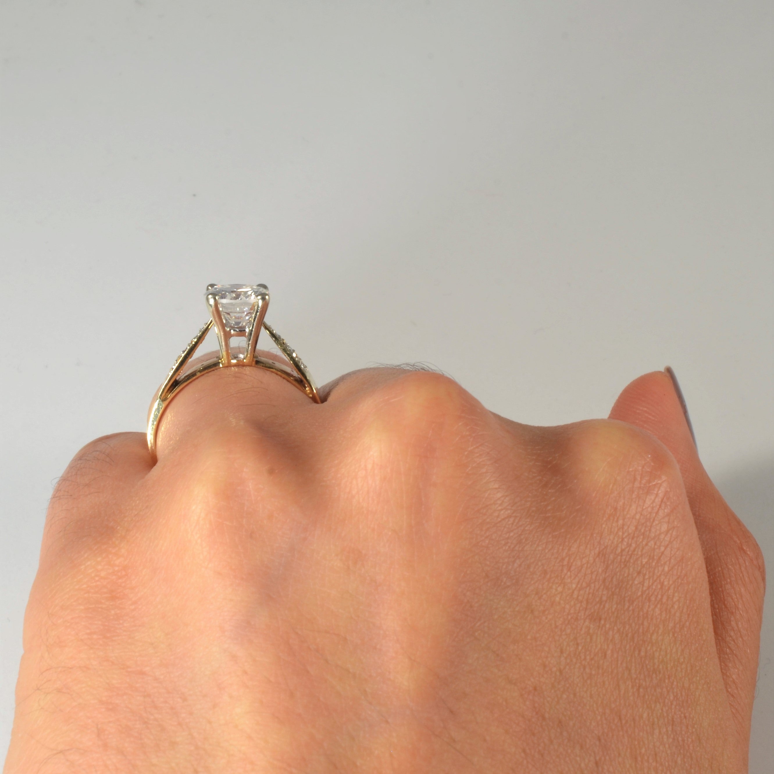 Tapered Pave Diamond Engagement Ring | 1.58ctw | SZ 5.5 |