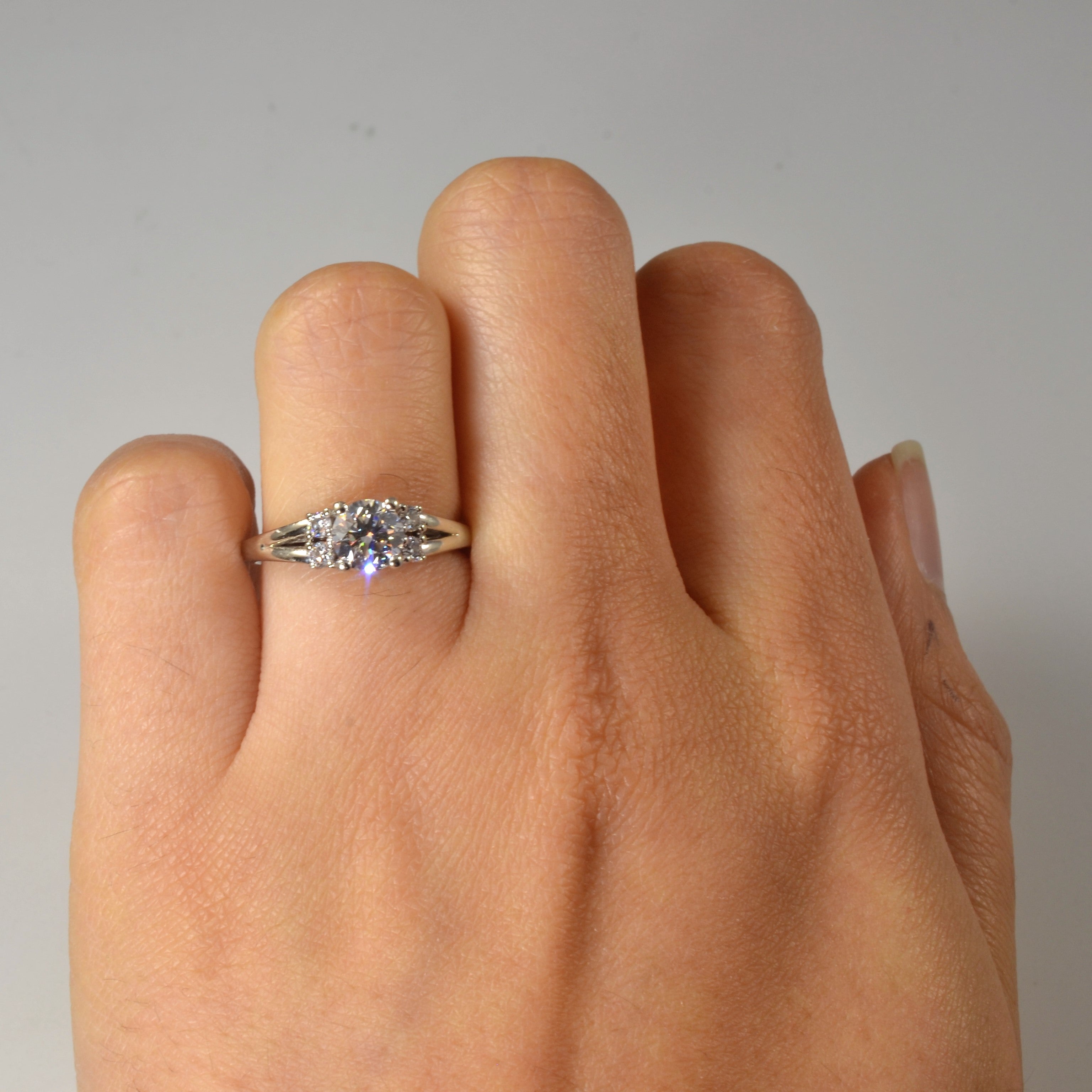 Double Side Stone Detailed Engagement Ring | 0.83ctw | SZ 5.25 |