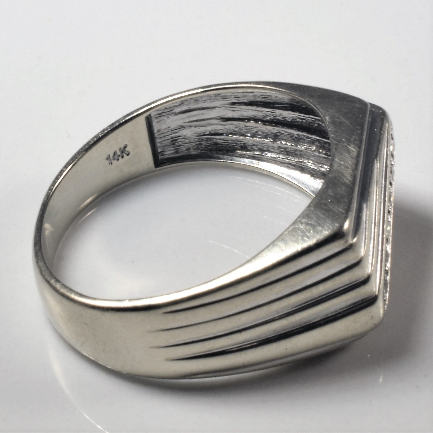 Grooved Diamond Diagonal Ring | 0.06ctw | SZ 9 |