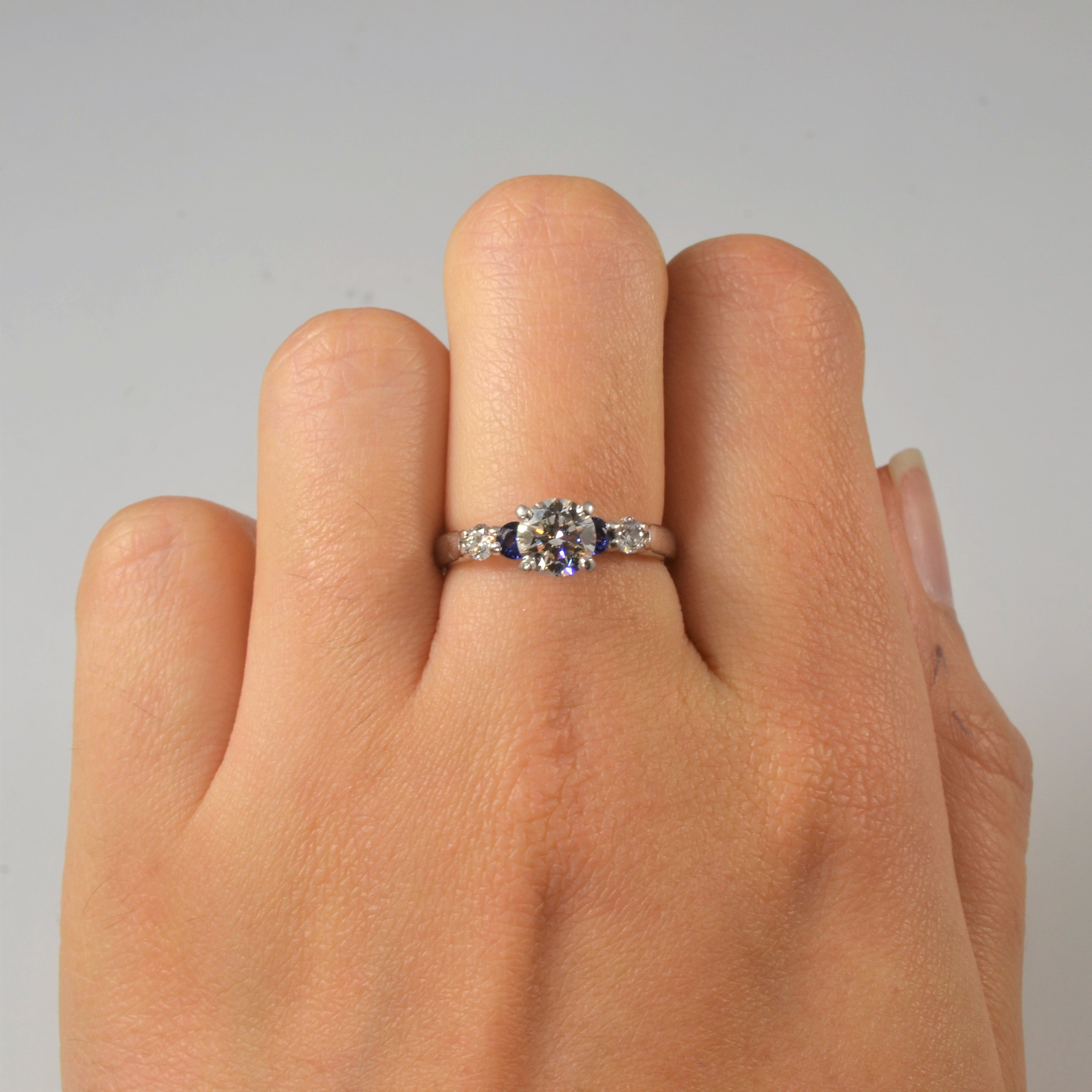 GIA Certified Diamond & Sapphire Ring | 0.96 ctw DIamonds | SZ 6 |
