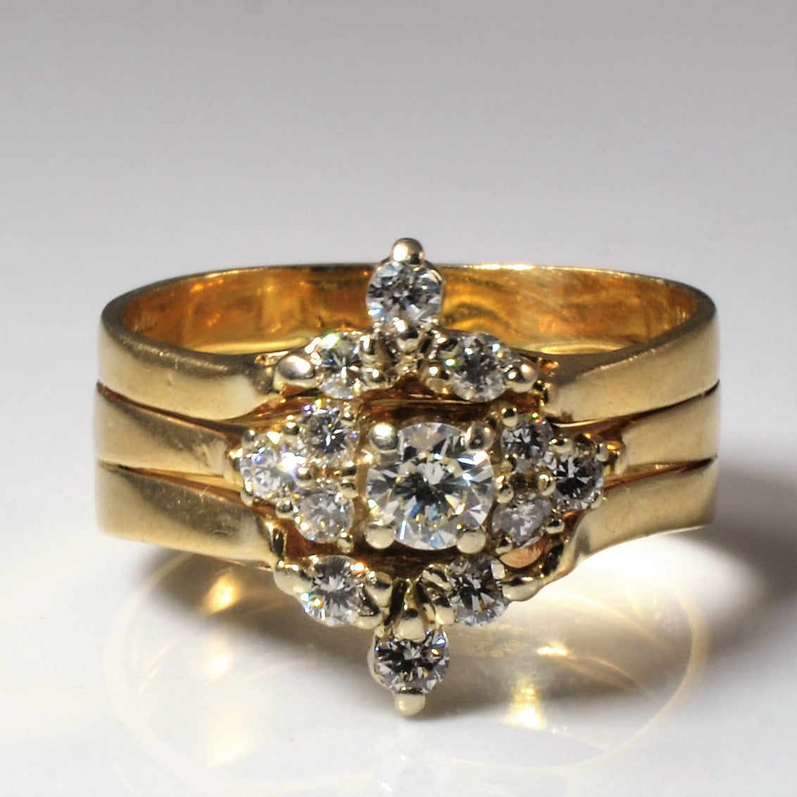 Cluster Diamond Soldered Gold Ring | 0.63ctw | SZ 8.5 |