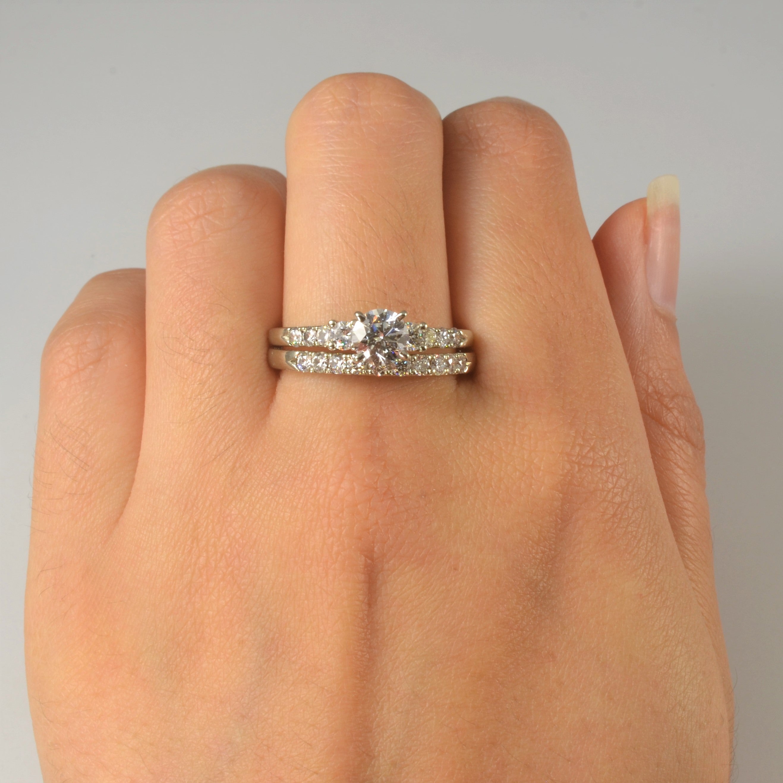 Classic White Gold Diamond Wedding Set | 1.59ctw | SZ 9.75 |