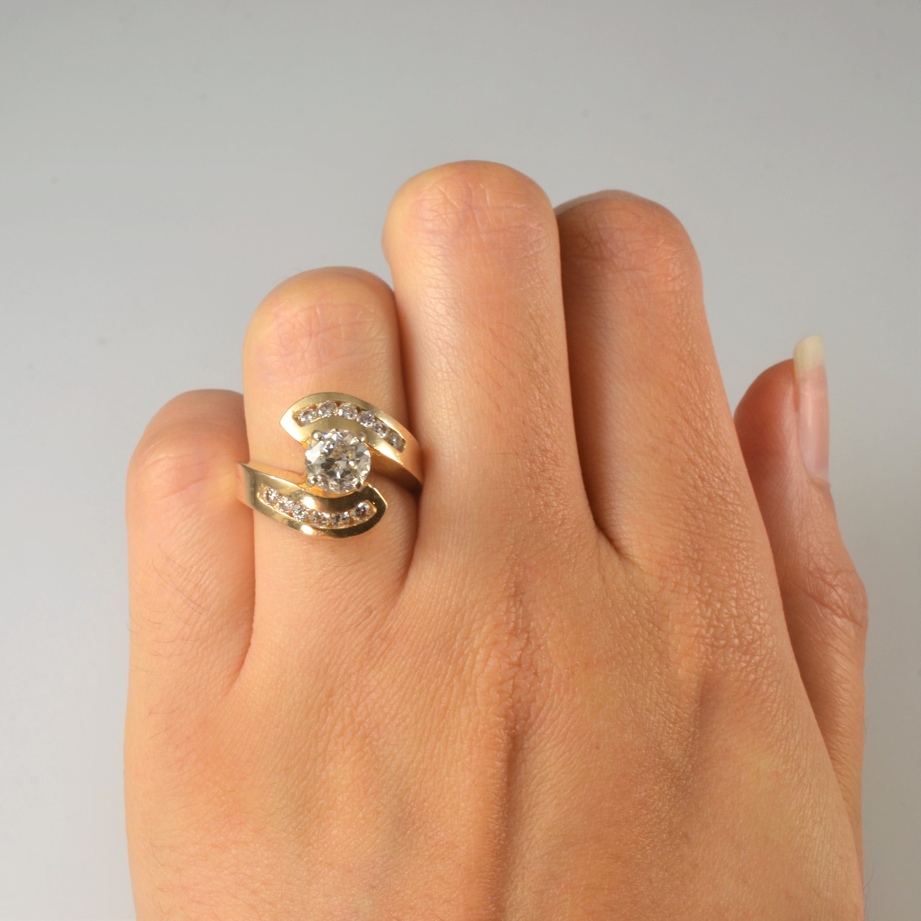 Bypass Diamond Engagement Ring | 1.34ctw | SZ 5 |