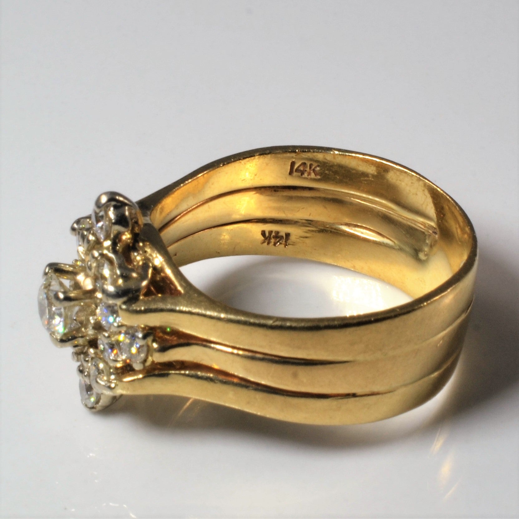 Cluster Diamond Soldered Gold Ring | 0.63ctw | SZ 8.5 |