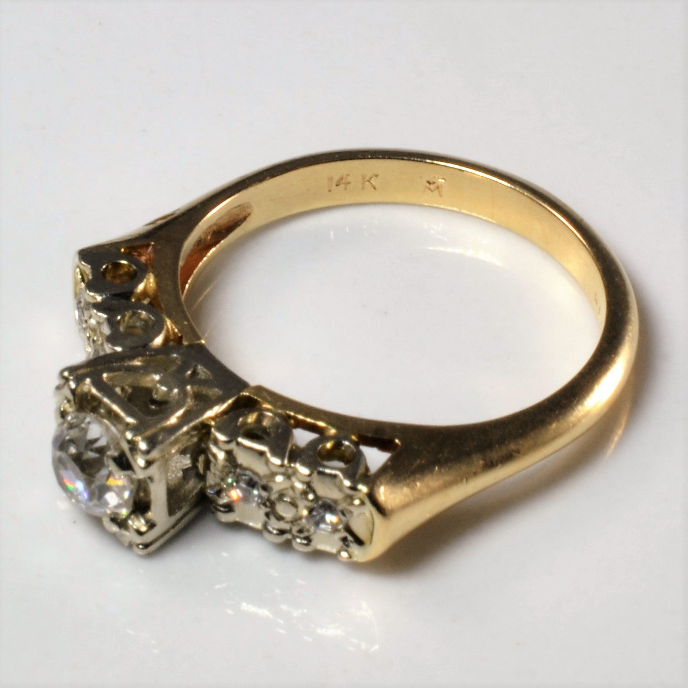 High Set Vintage Diamond Ring | 0.39ctw | SZ 5.75 |