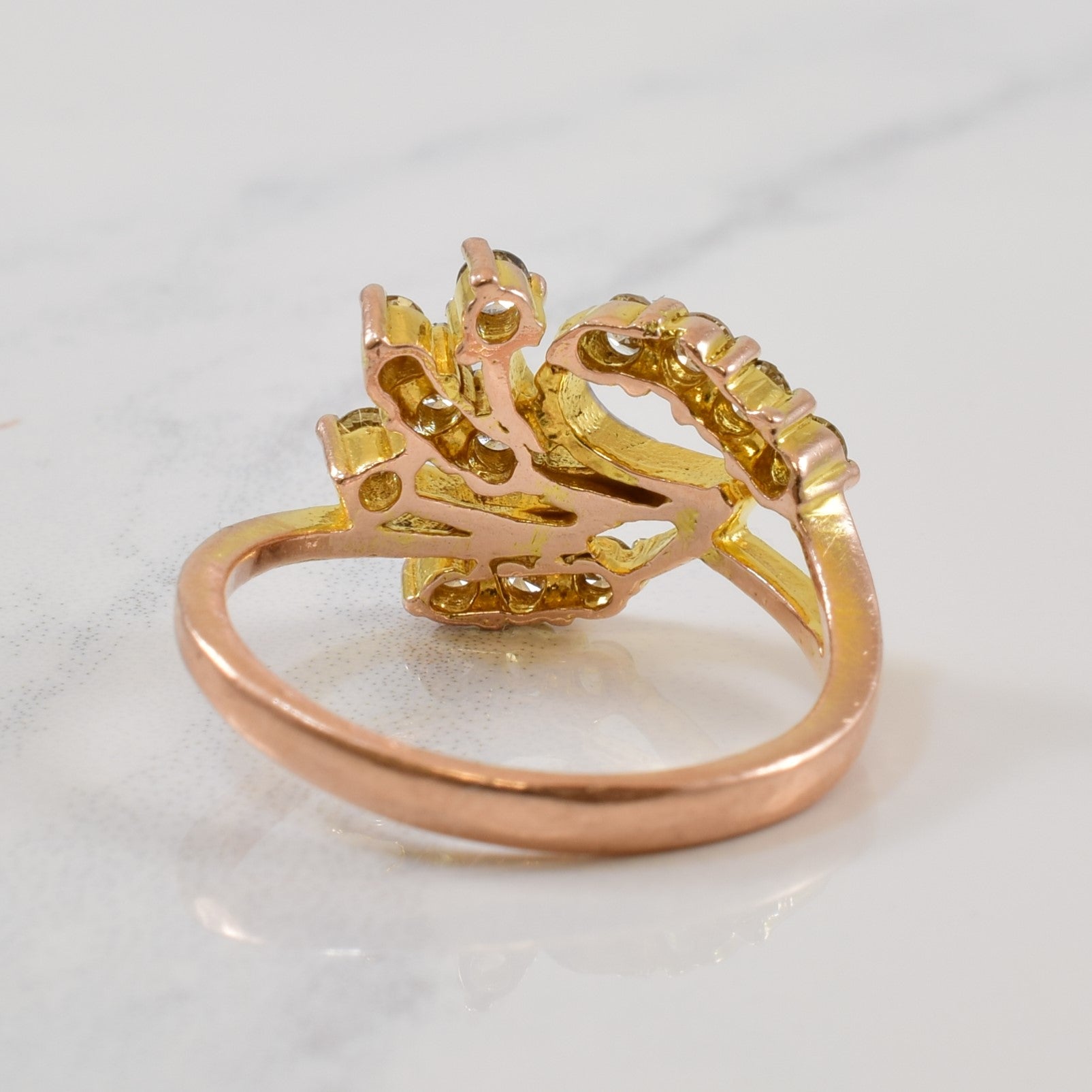 Diamond Swirl Bypass Cocktail Ring | 0.30ctw | SZ 6 |