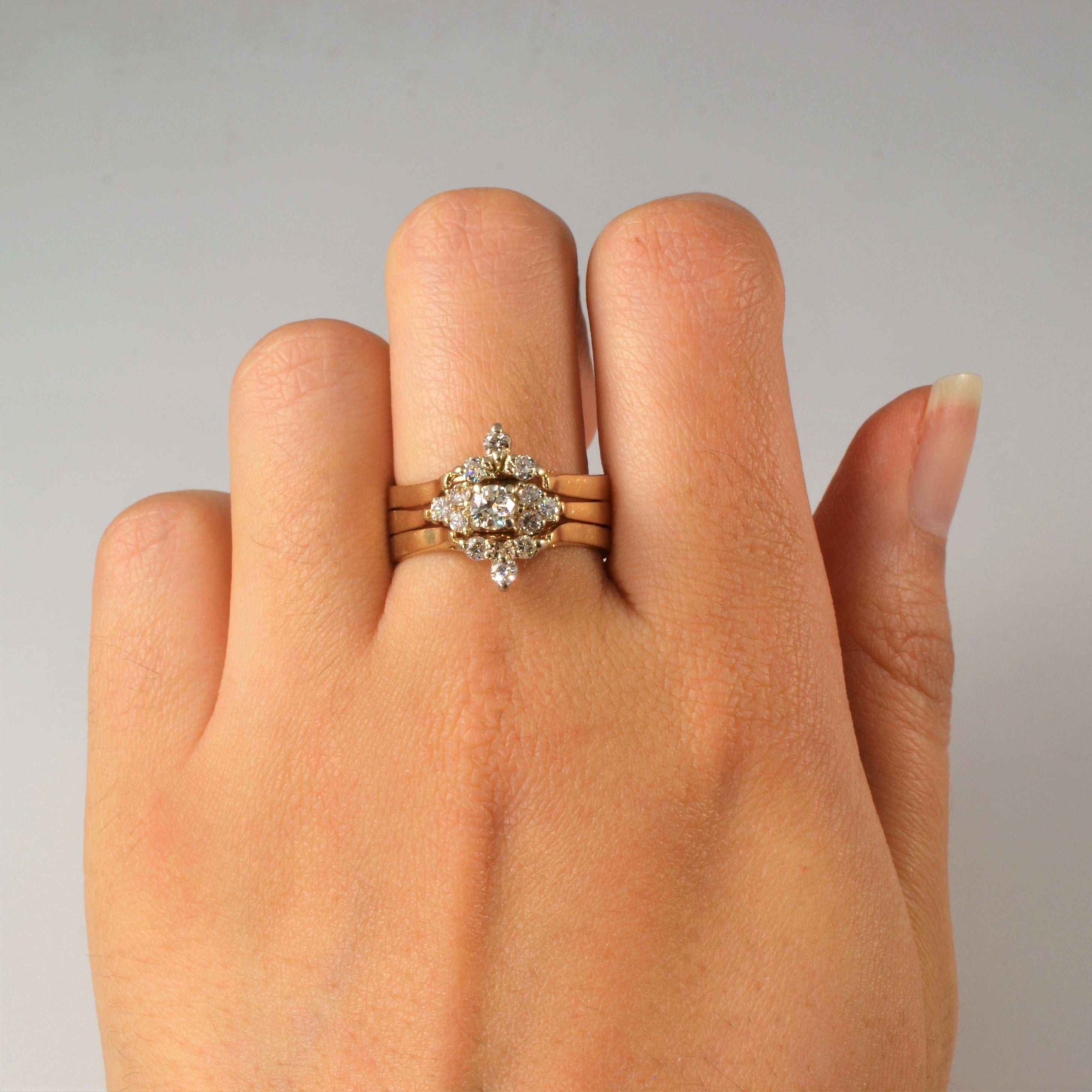 Cluster Diamond Soldered Gold Ring | 0.63ctw | SZ 8.5 |