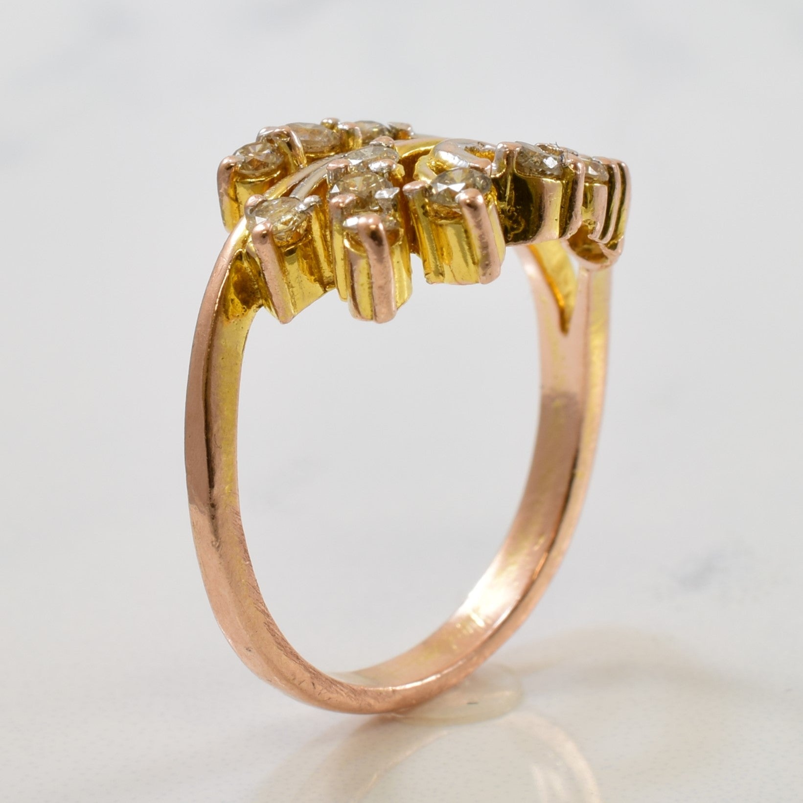 Diamond Swirl Bypass Cocktail Ring | 0.30ctw | SZ 6 |