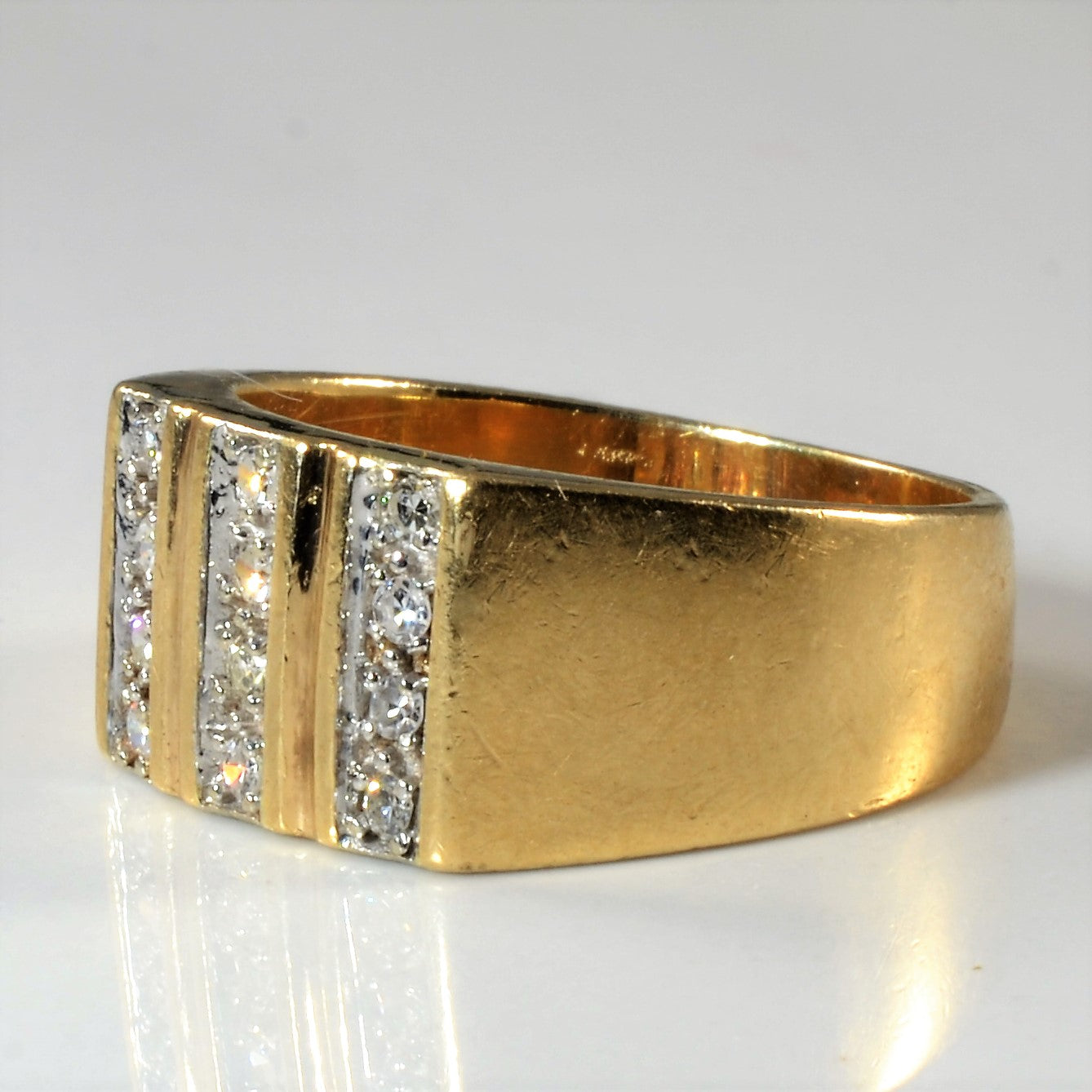 Triple Row Diamond Wide Ring | 0.18ctw | SZ 8.25 |