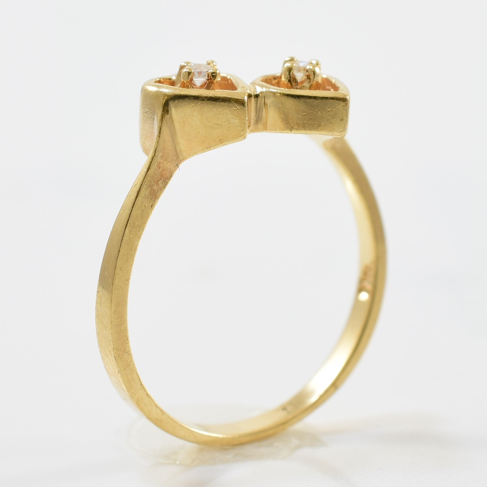 Double Heart Diamond Ring | 0.04ctw | SZ 6 |