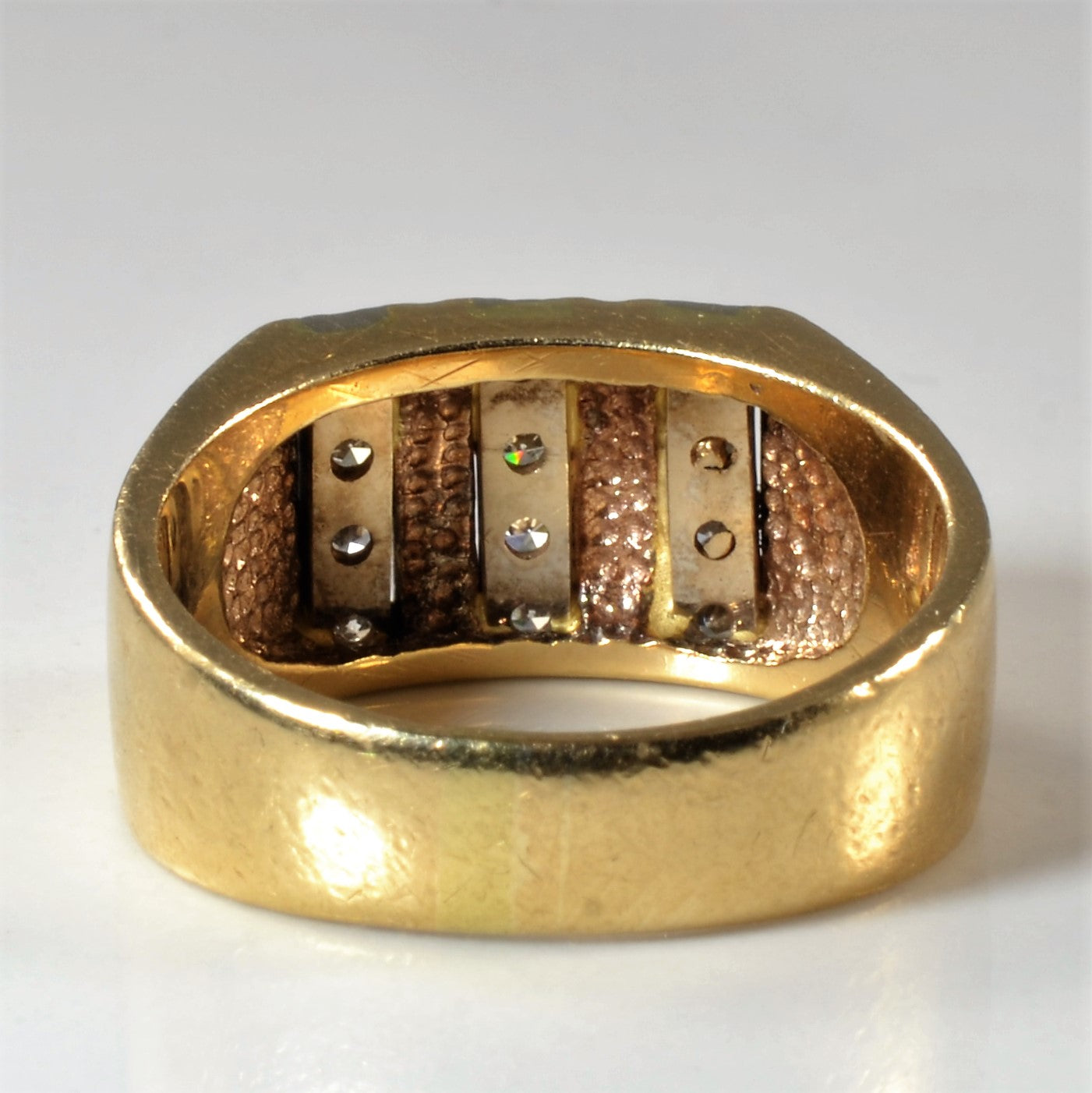 Triple Row Diamond Wide Ring | 0.18ctw | SZ 8.25 |