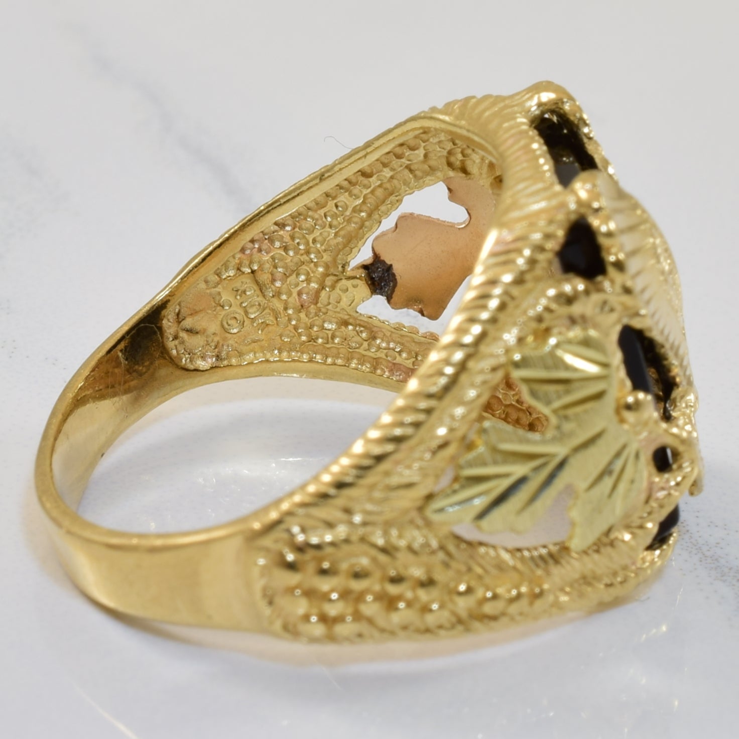 Black Onyx & Diamond Bird Ring | 4.50ct, 0.05ct | SZ 10.75 |