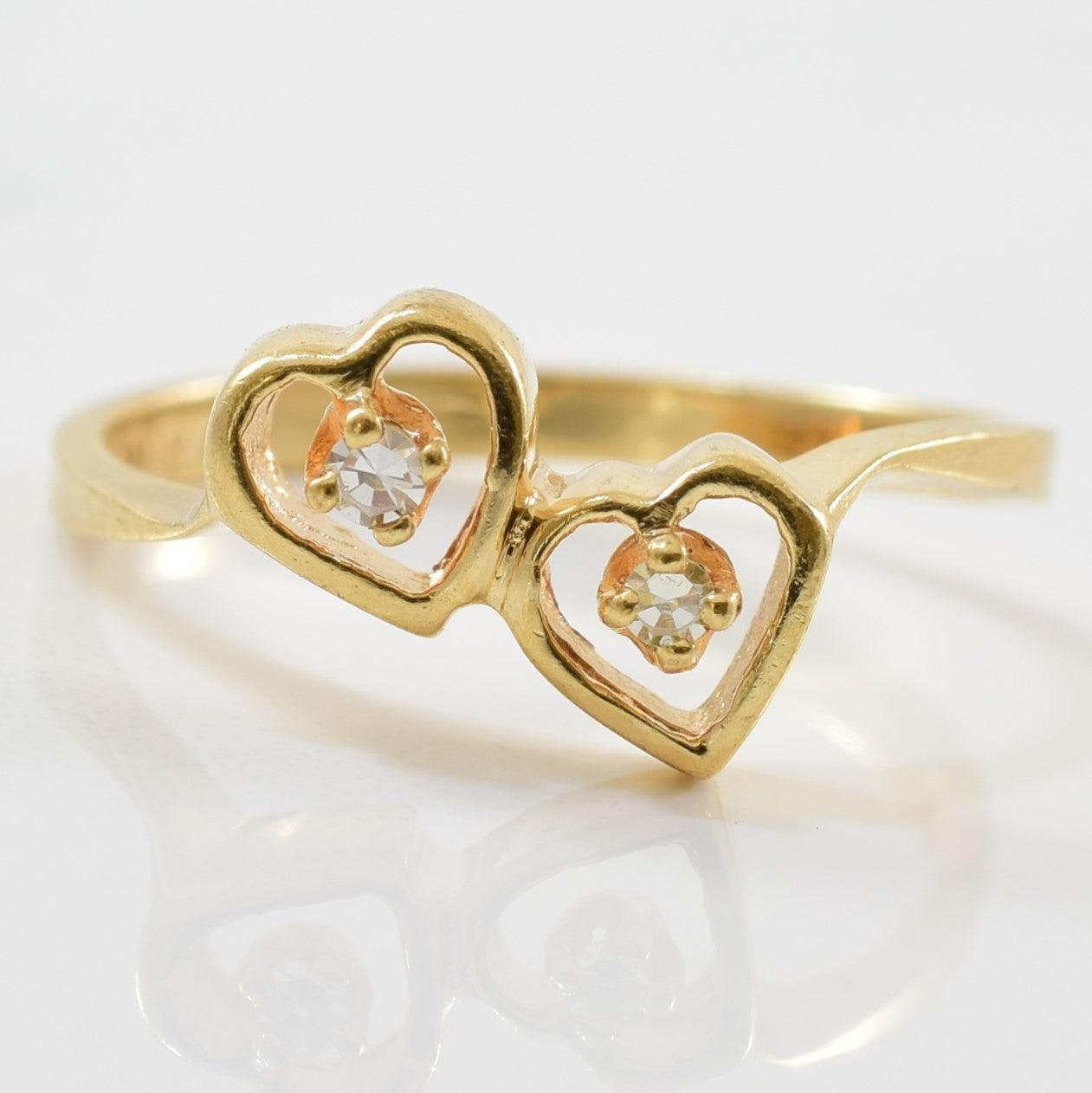Double Heart Diamond Ring | 0.04ctw | SZ 6 |