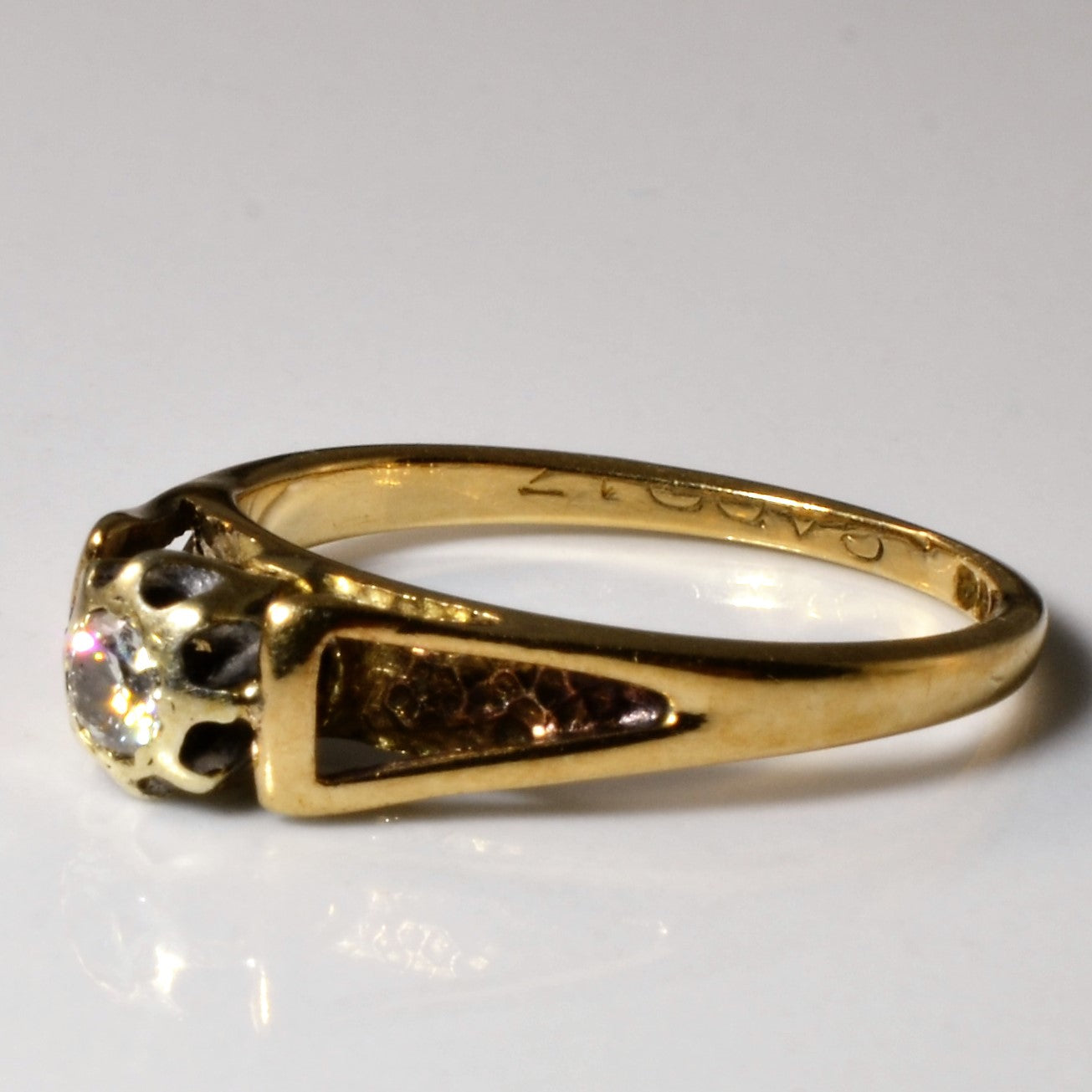 Bague solitaire vintage en diamant | 0,10 ct | Taille 5,5 |