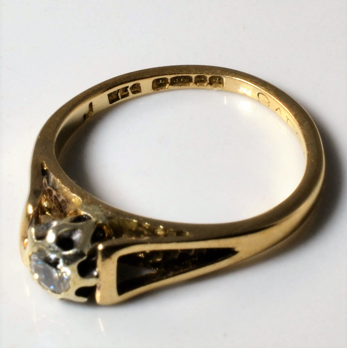 Bague solitaire vintage en diamant | 0,10 ct | Taille 5,5 |