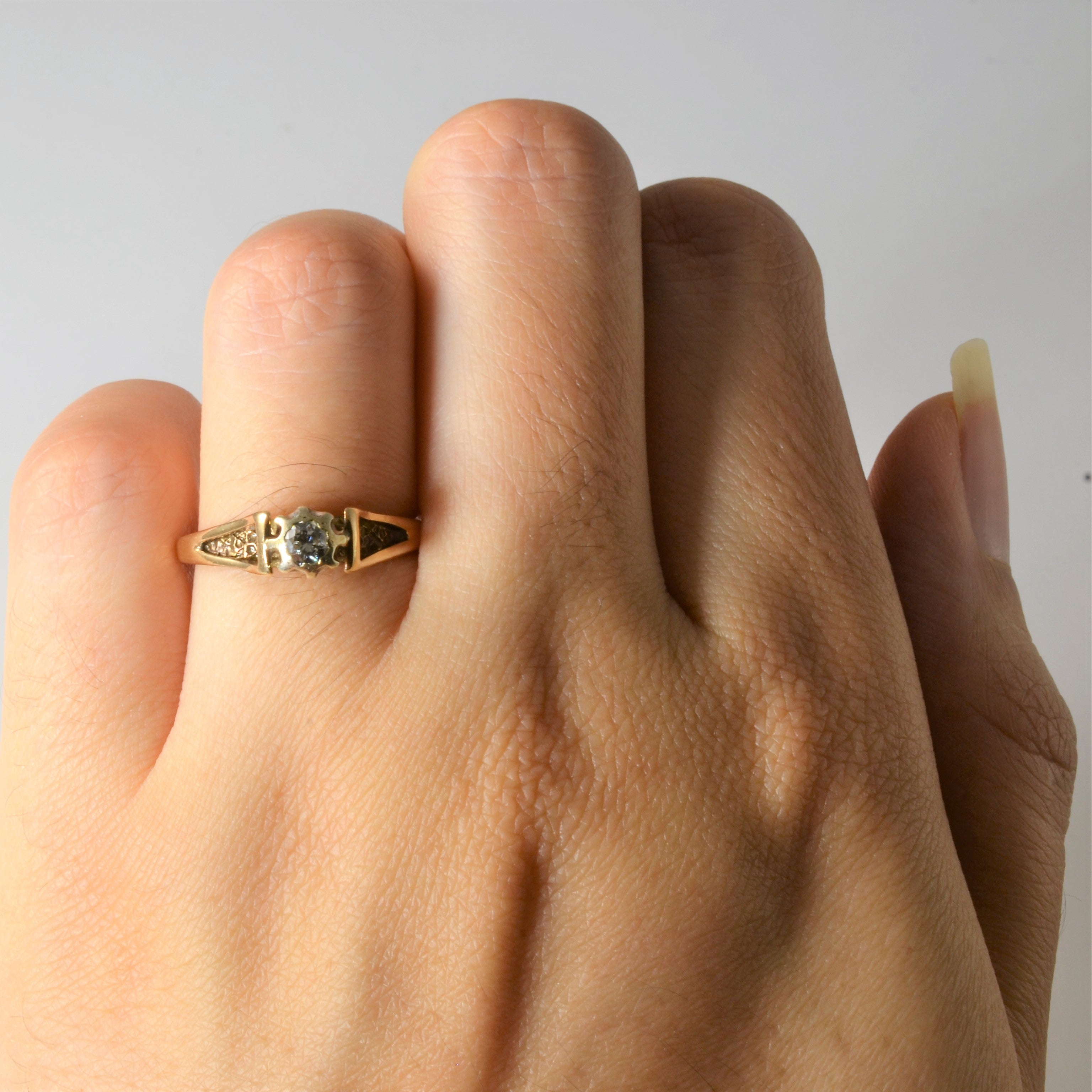 Bague solitaire vintage en diamant | 0,10 ct | Taille 5,5 |