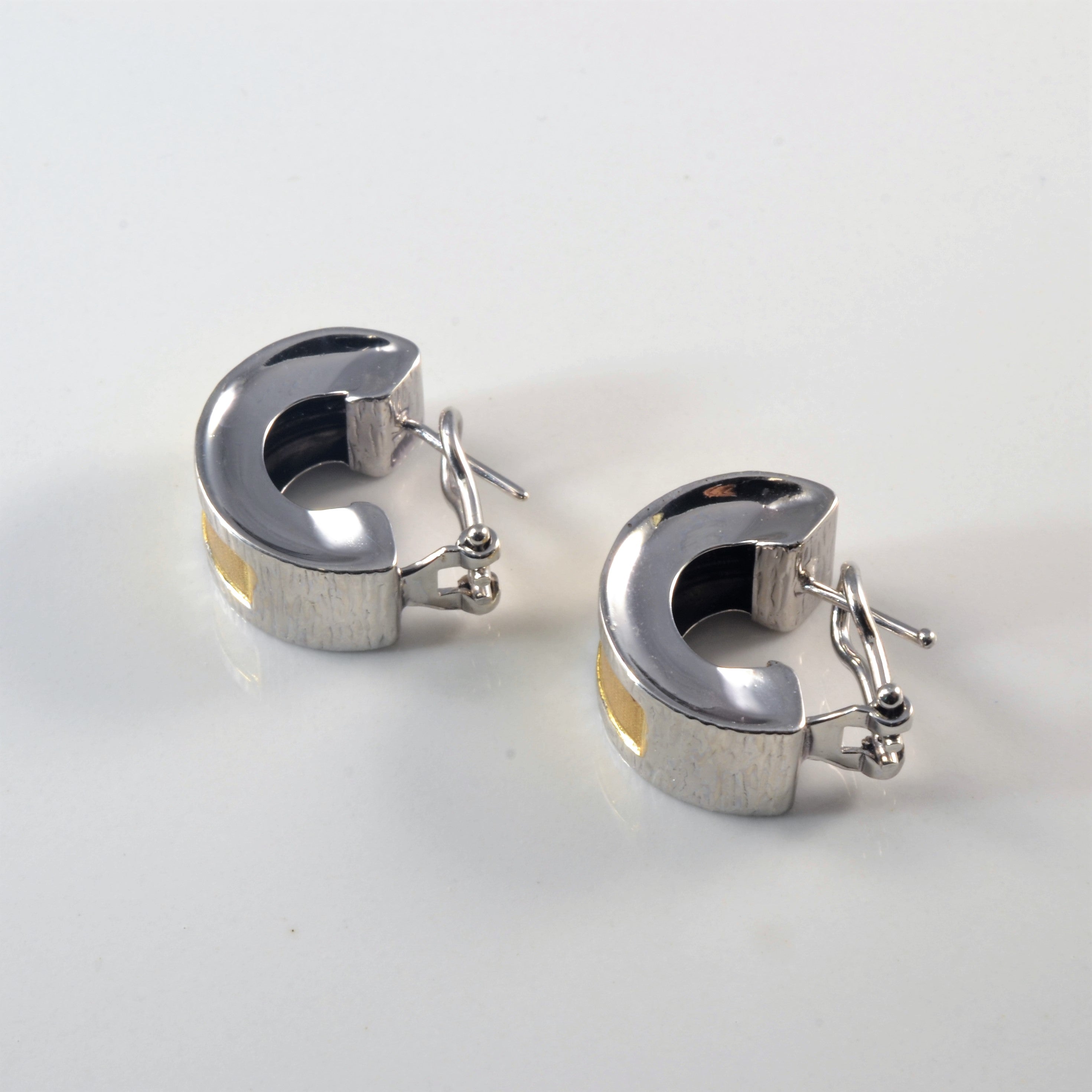 Two Tone Gold Huggie Earrings |