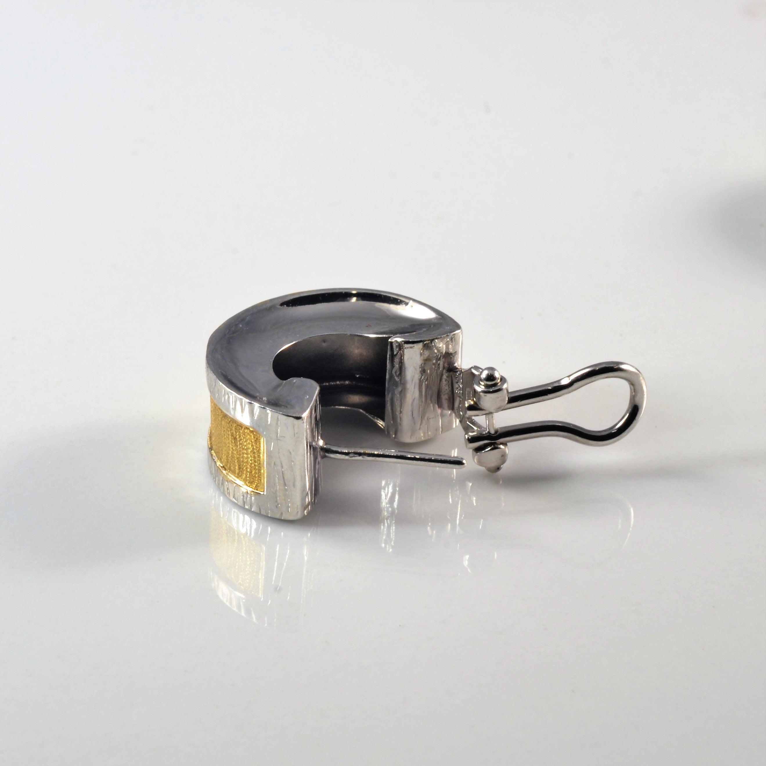 Two Tone Gold Huggie Earrings |