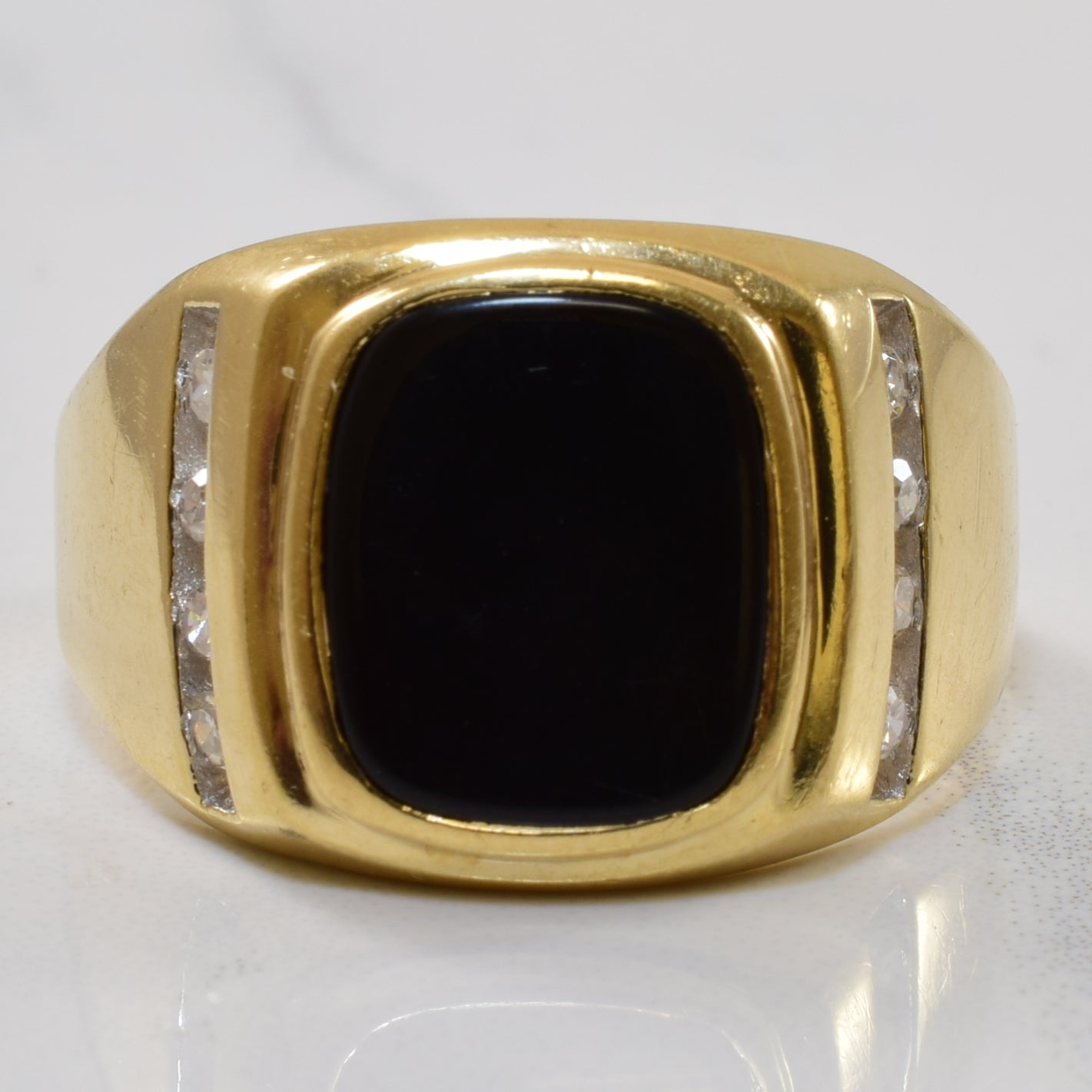 Black Onyx & Pave Set Diamonds | 3.00ct, 0.16ctw | SZ 9.75 |