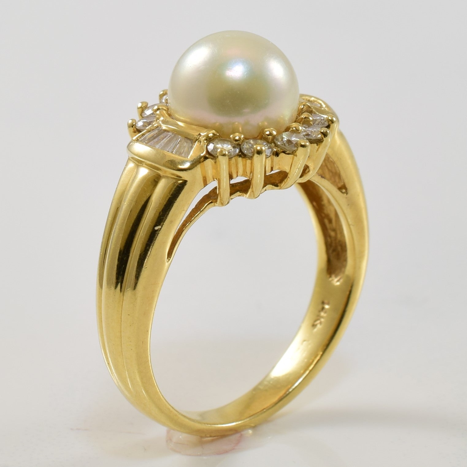 Pearl & Diamond Side Channel Halo Ring | 3.35ct, 0.30ctw | SZ 5.25 |