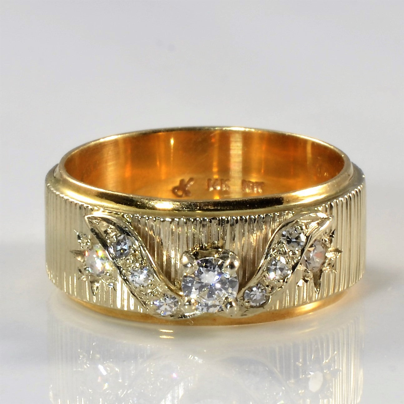 Textured Gold Diamond Ring | 0.33ctw | SZ 8.5 |