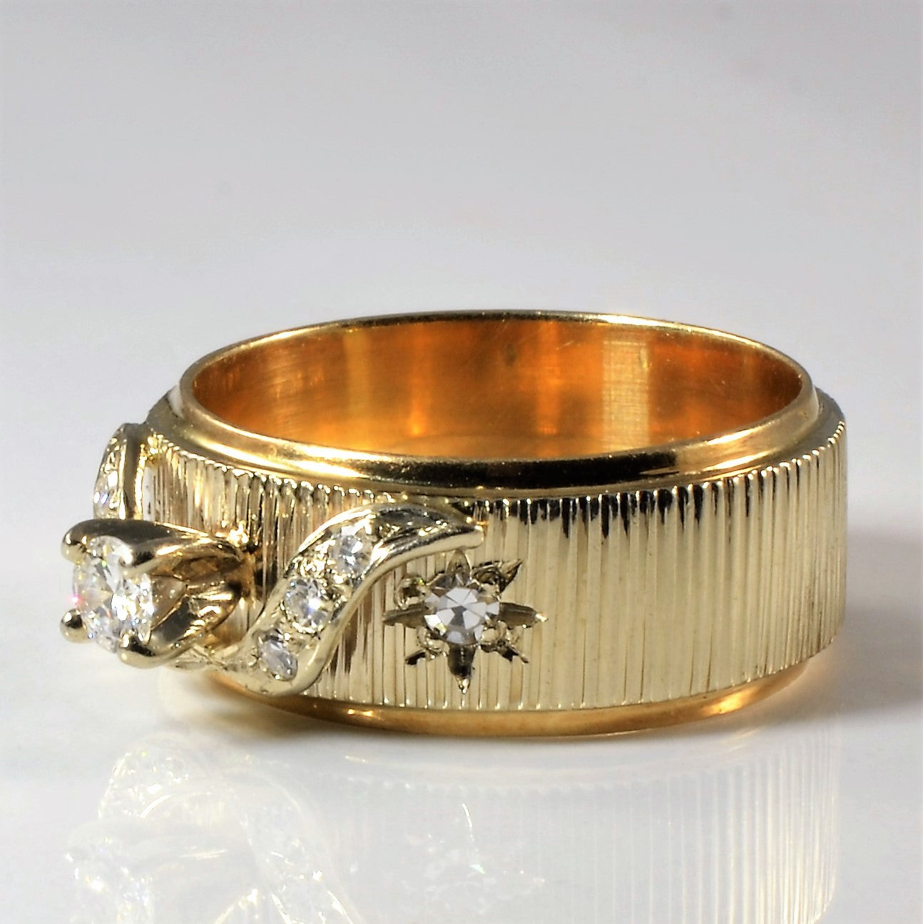 Textured Gold Diamond Ring | 0.33ctw | SZ 8.5 |