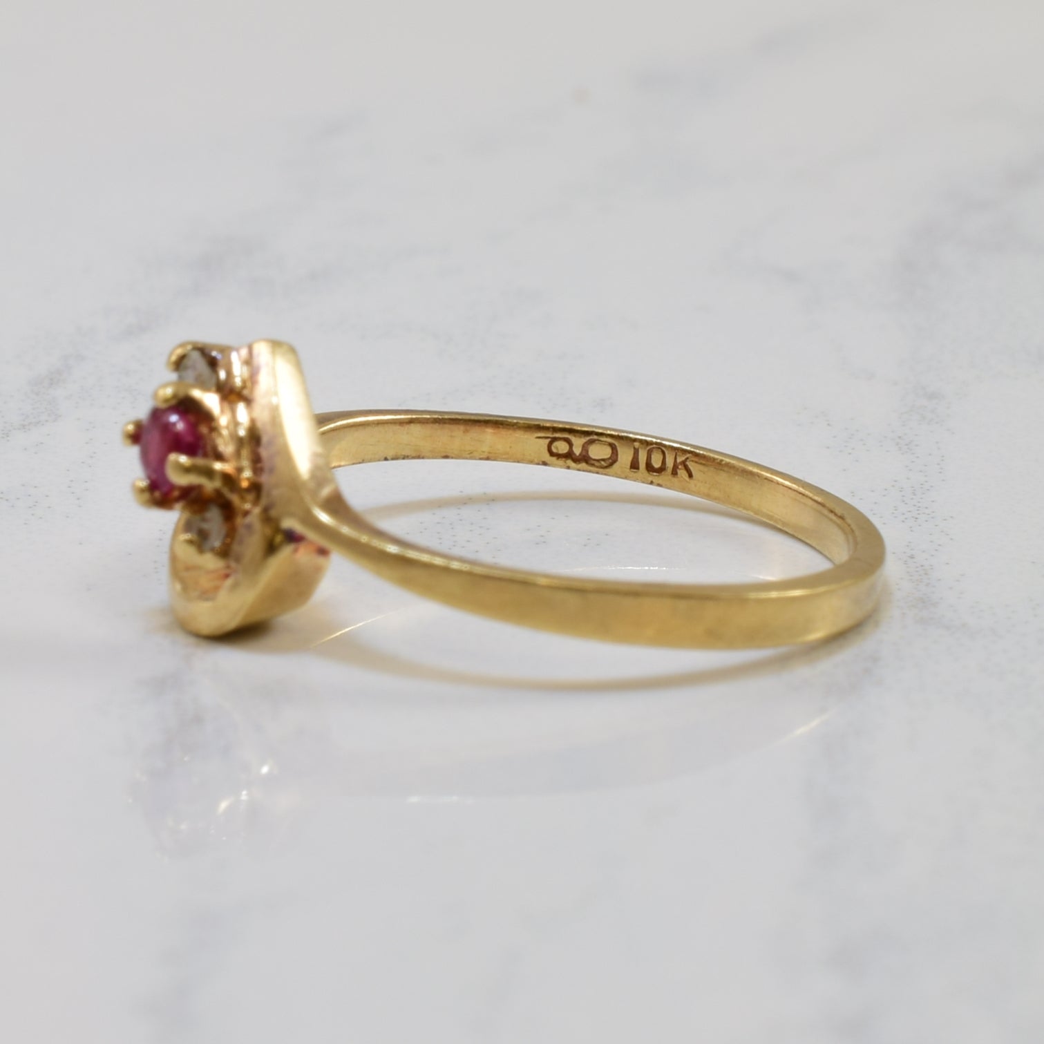 Ruby & Diamond Bypass Ring | 0.07ct, 0.04ctw | SZ 5.5 |