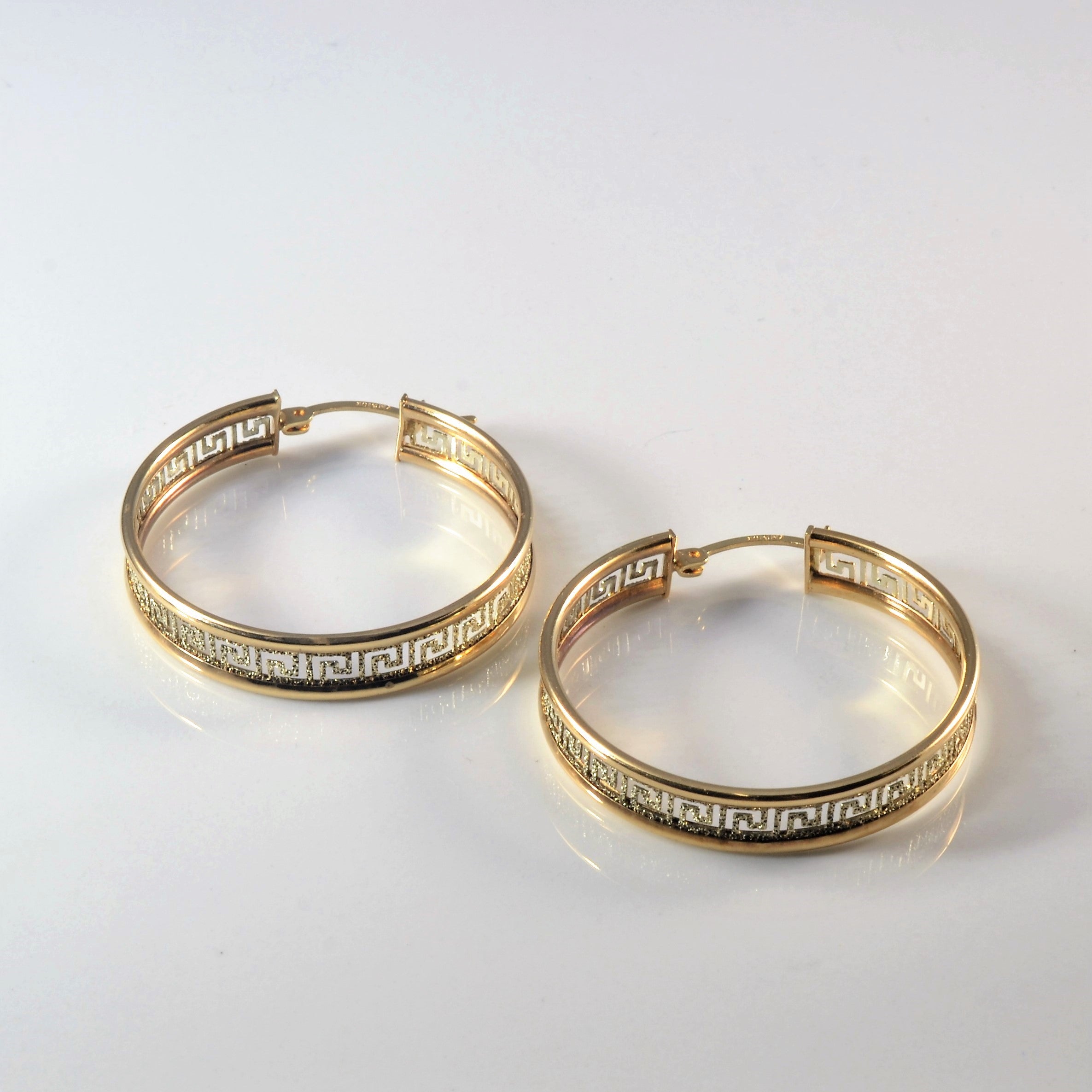 Textured Two Tone Gold Hoop Earrings